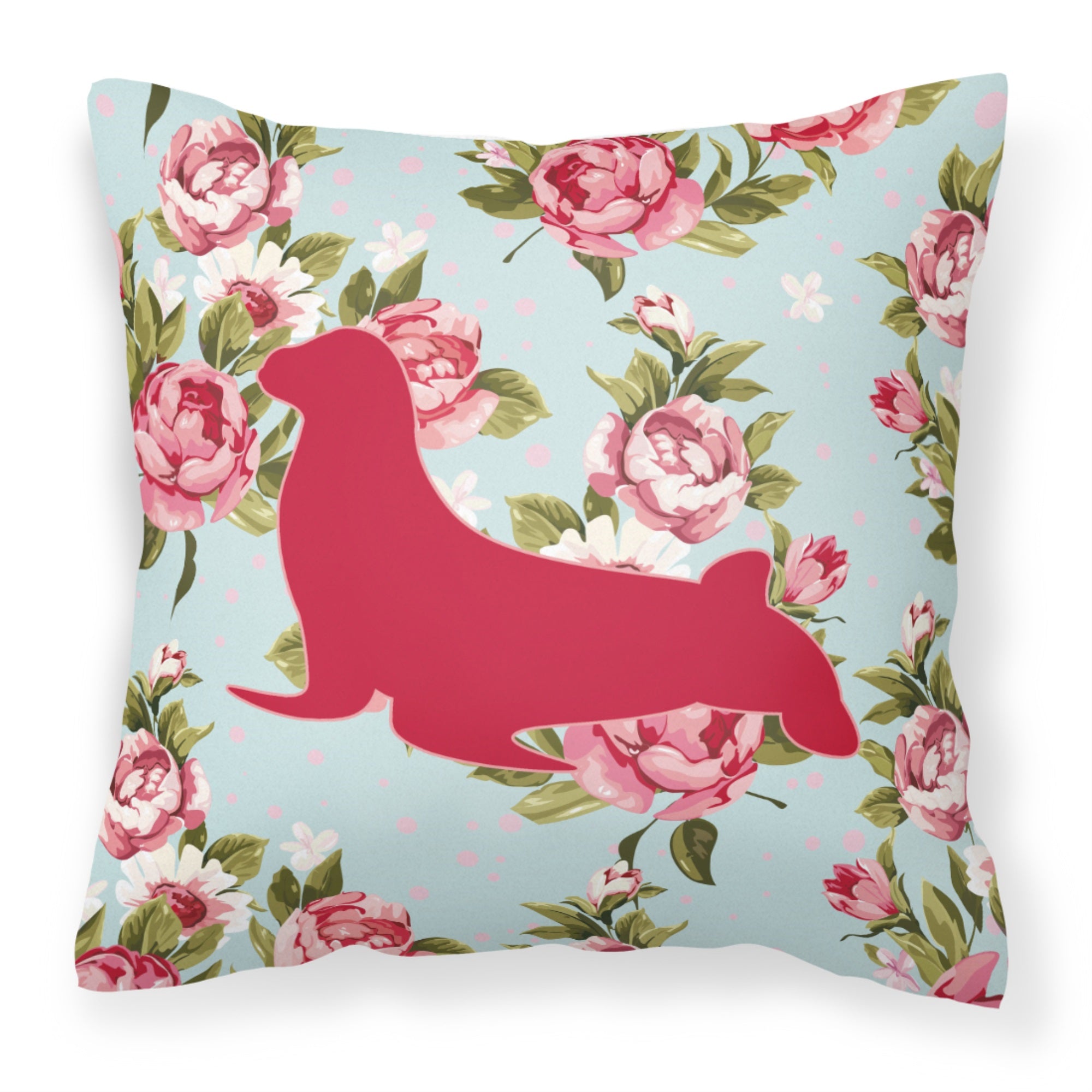 Seal Shabby Chic Blue Roses Bb1027 Fabric Decorative Pillow
