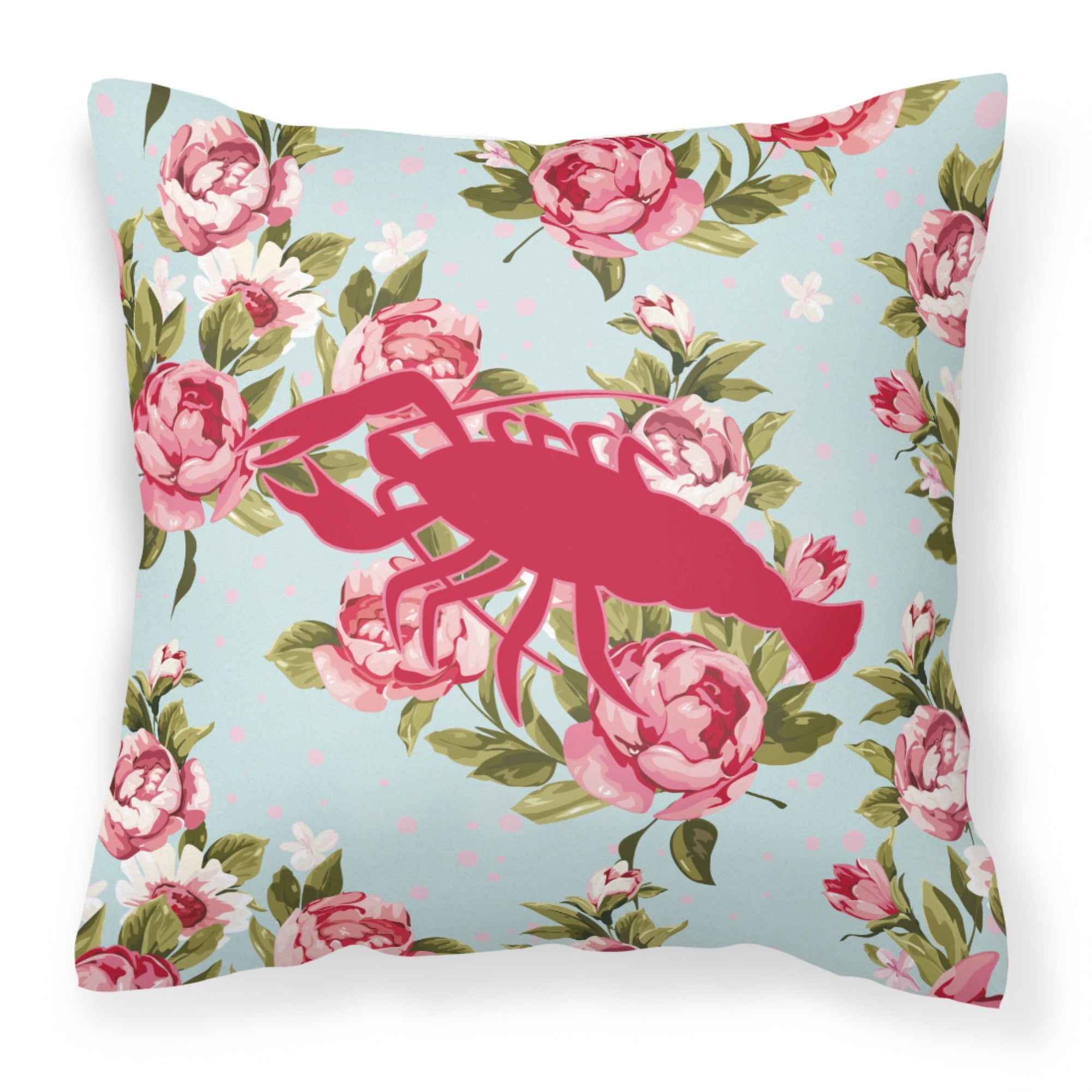 Lobster Shabby Chic Blue Roses Bb1028 Fabric Decorative Pillow