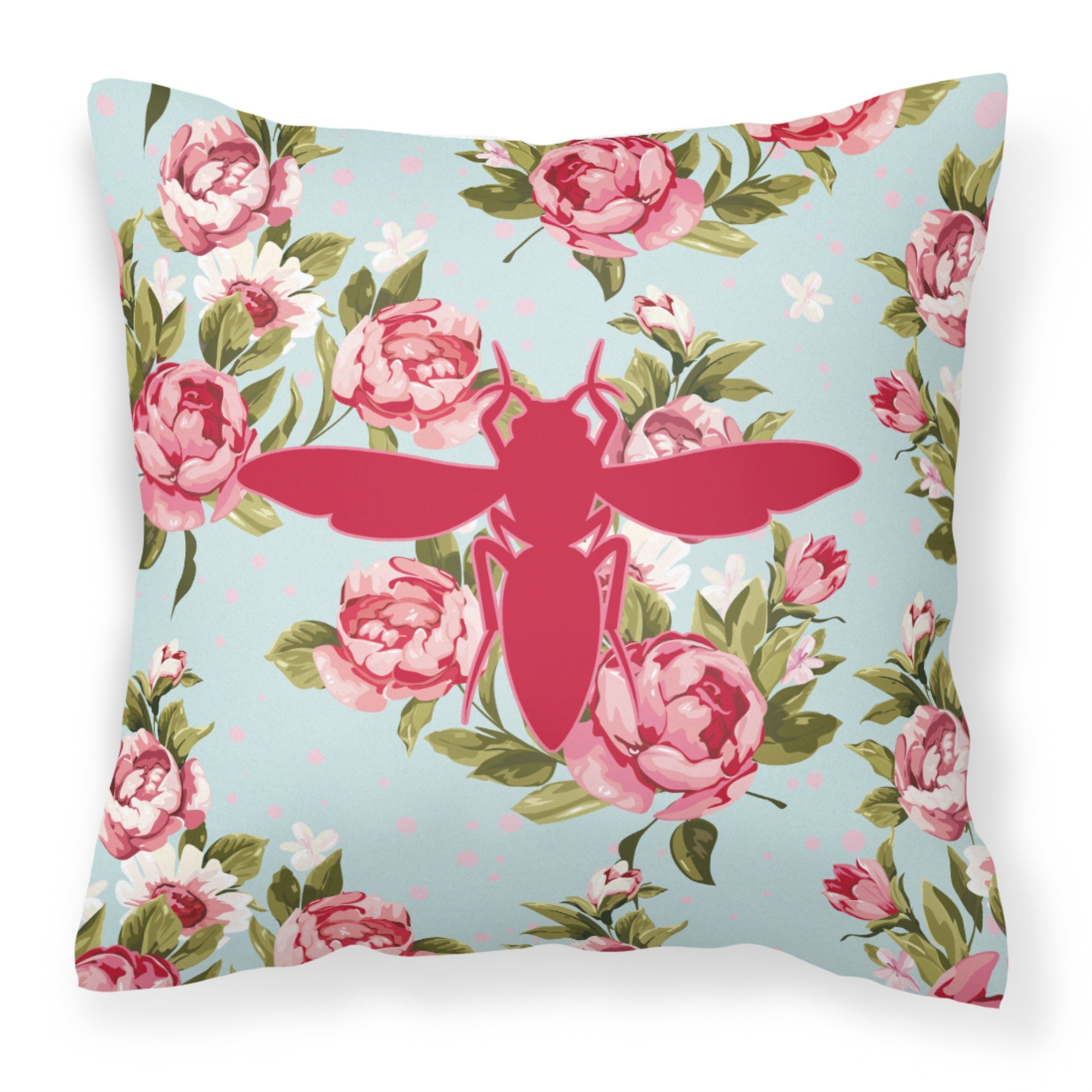 Yellow Jacket Shabby Chic Blue Roses Bb1053 Fabric Decorative Pillow