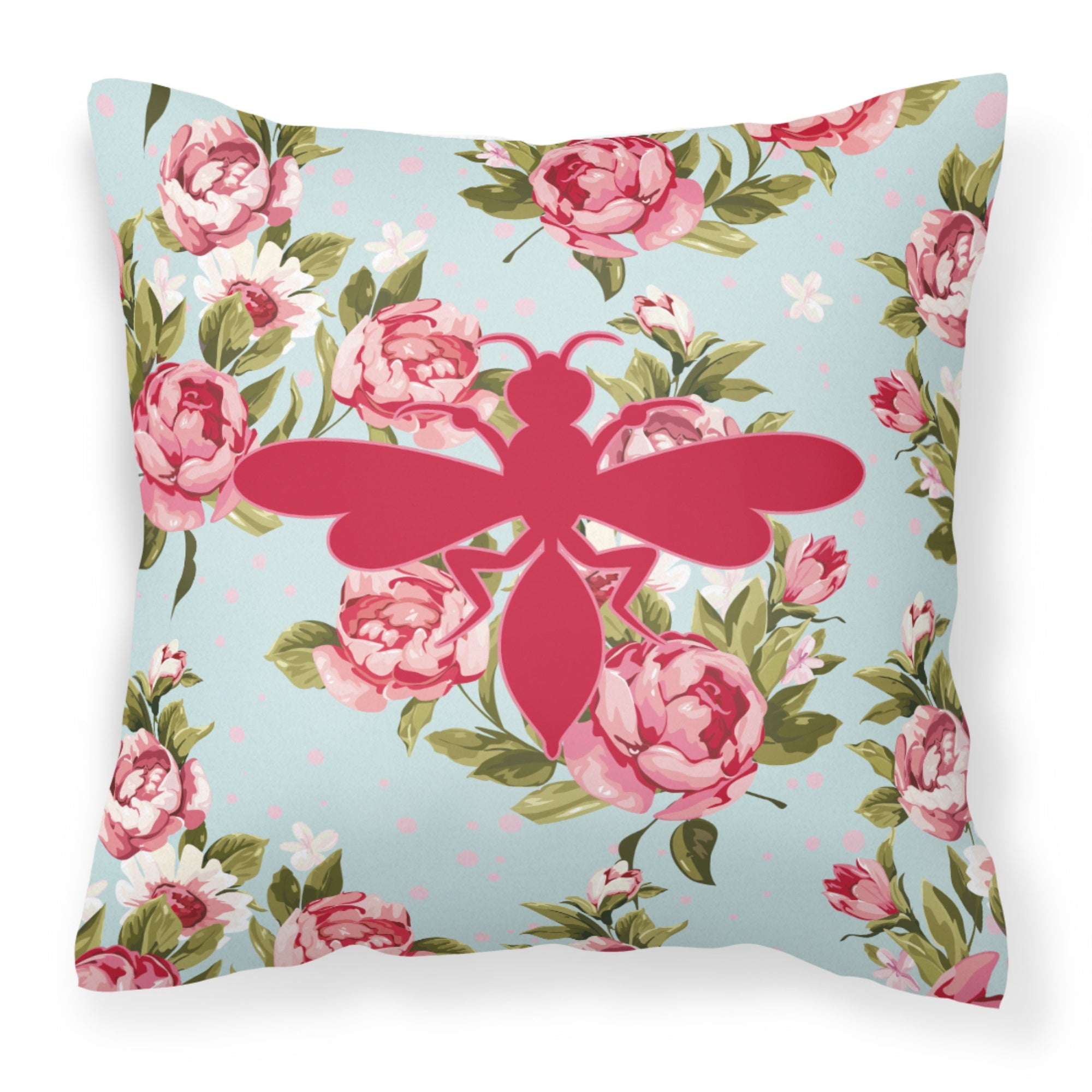 Wasp Shabby Chic Blue Roses Bb1054 Fabric Decorative Pillow