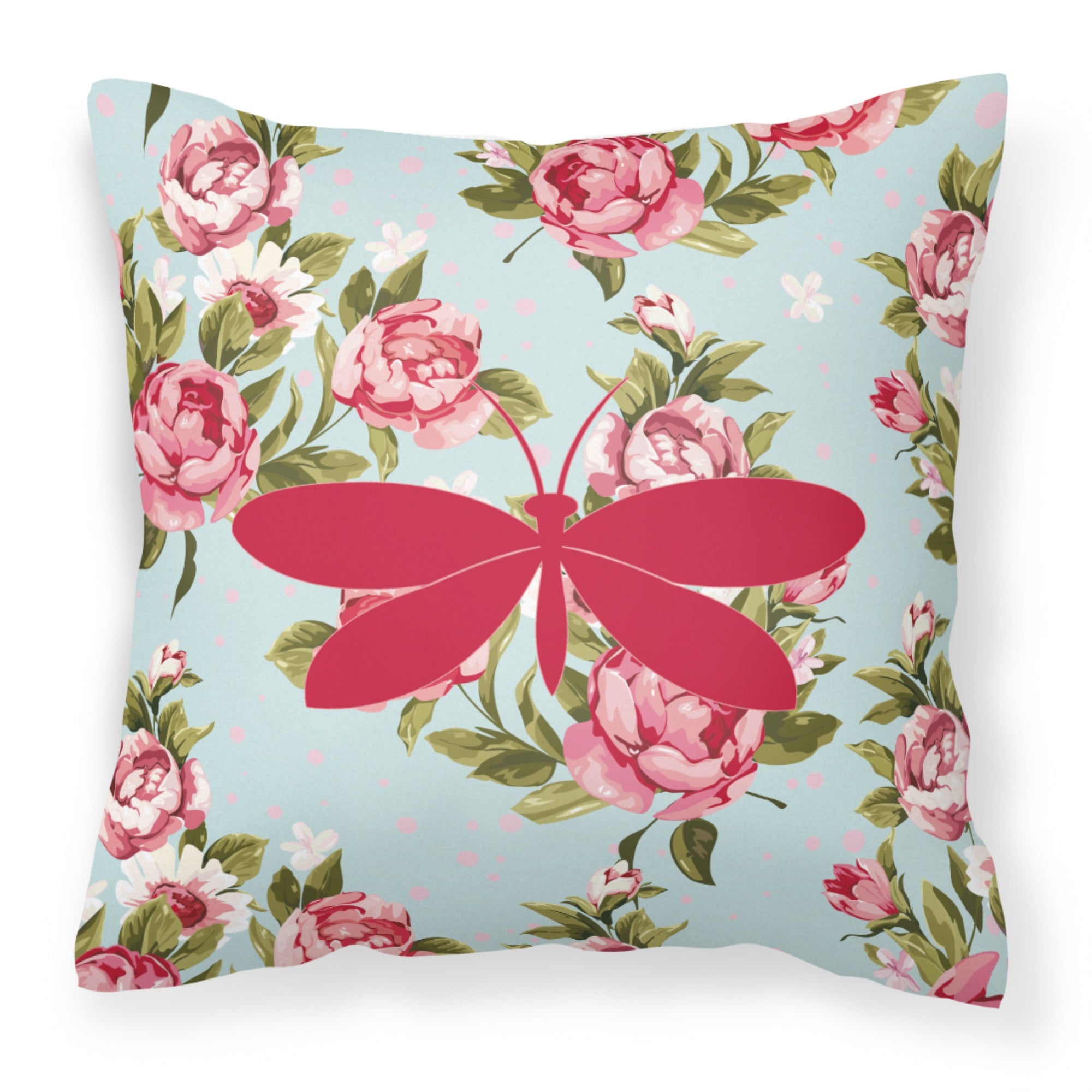 Moth Shabby Chic Blue Roses Bb1055 Fabric Decorative Pillow