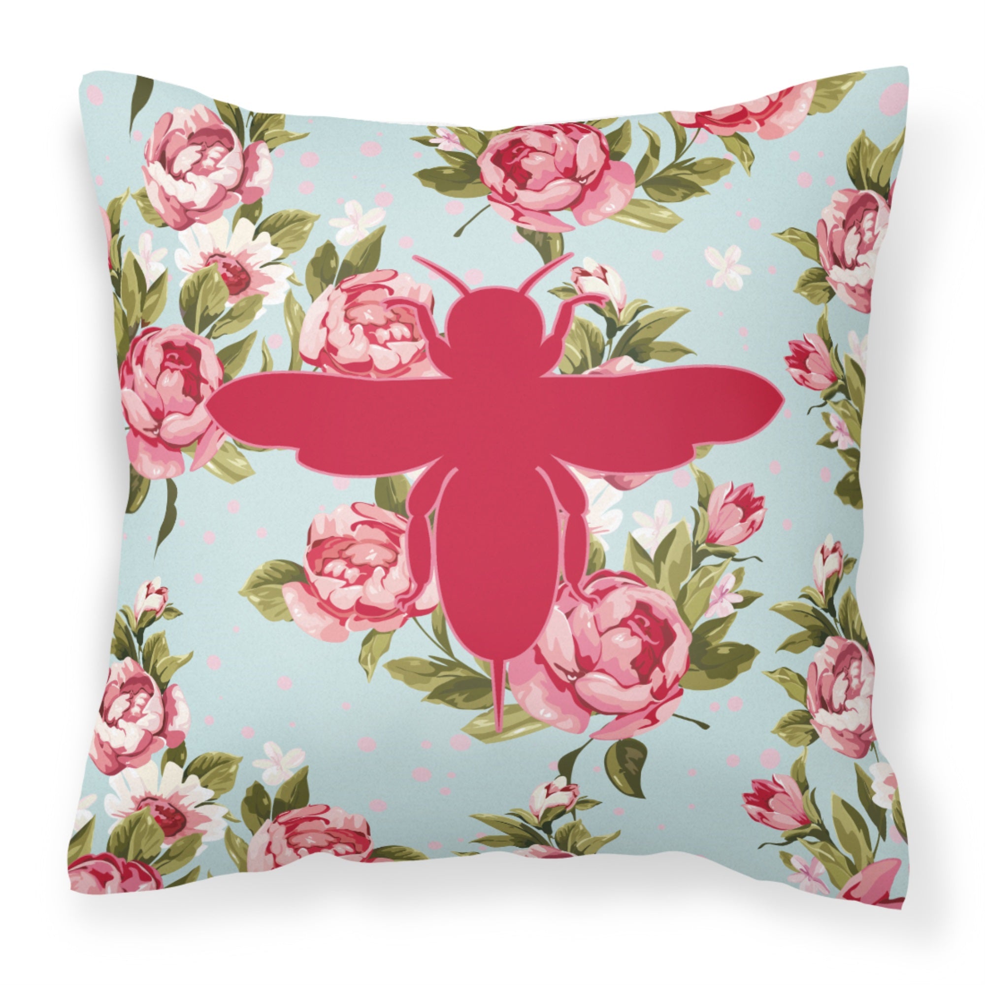 Bee Shabby Chic Blue Roses Bb1057 Fabric Decorative Pillow