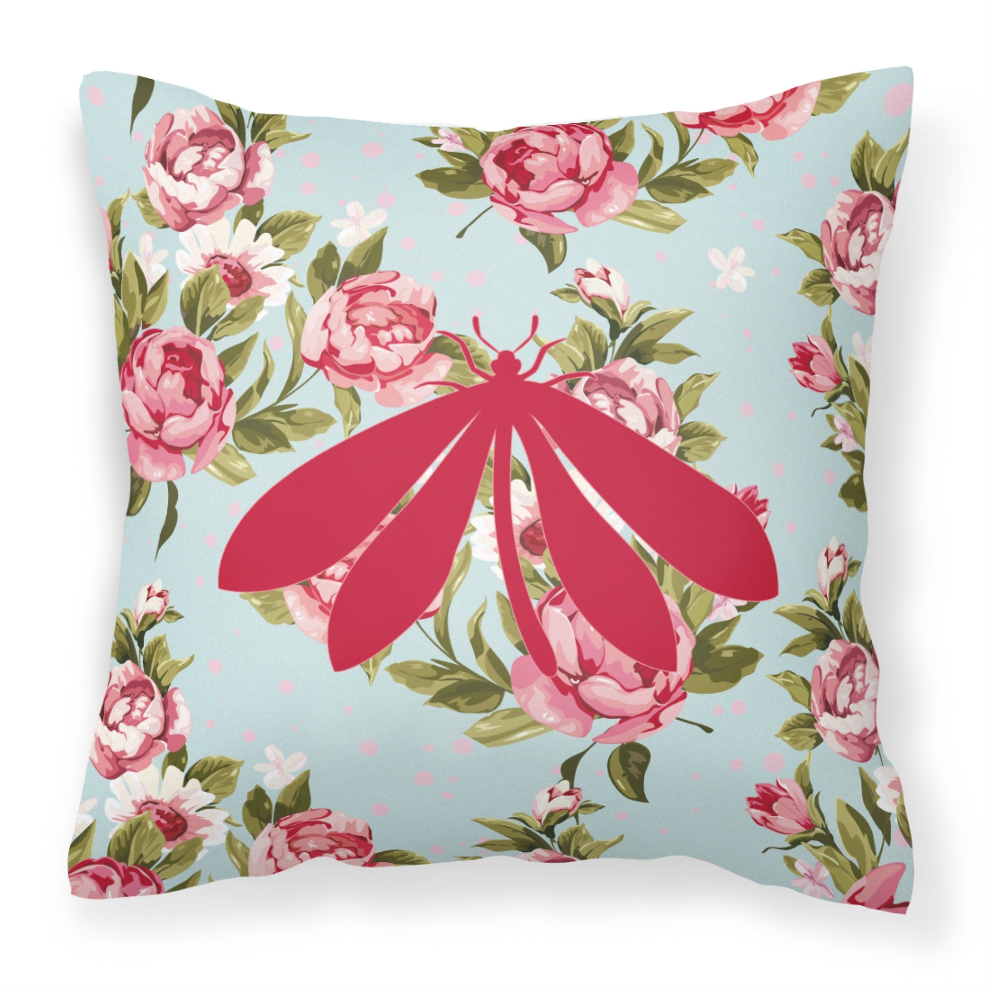 Moth Shabby Chic Blue Roses Bb1060 Fabric Decorative Pillow