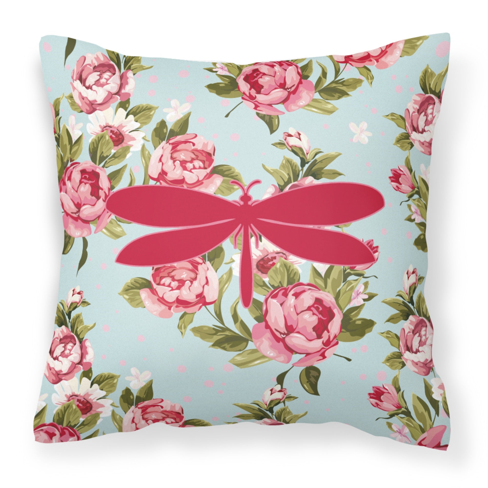 Moth Shabby Chic Blue Roses Bb1061 Fabric Decorative Pillow