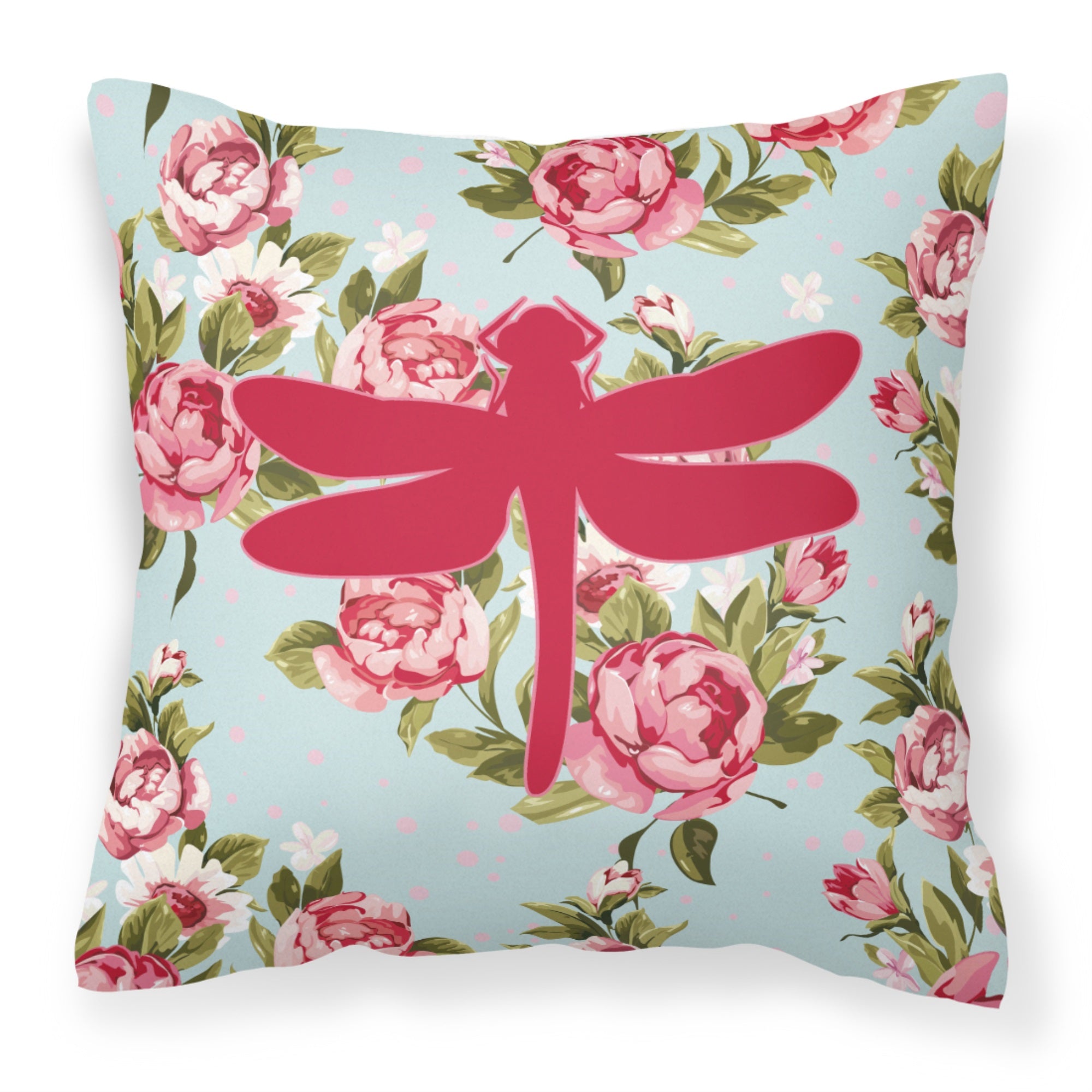 Dragonfly Shabby Chic Blue Roses Bb1062 Fabric Decorative Pillow