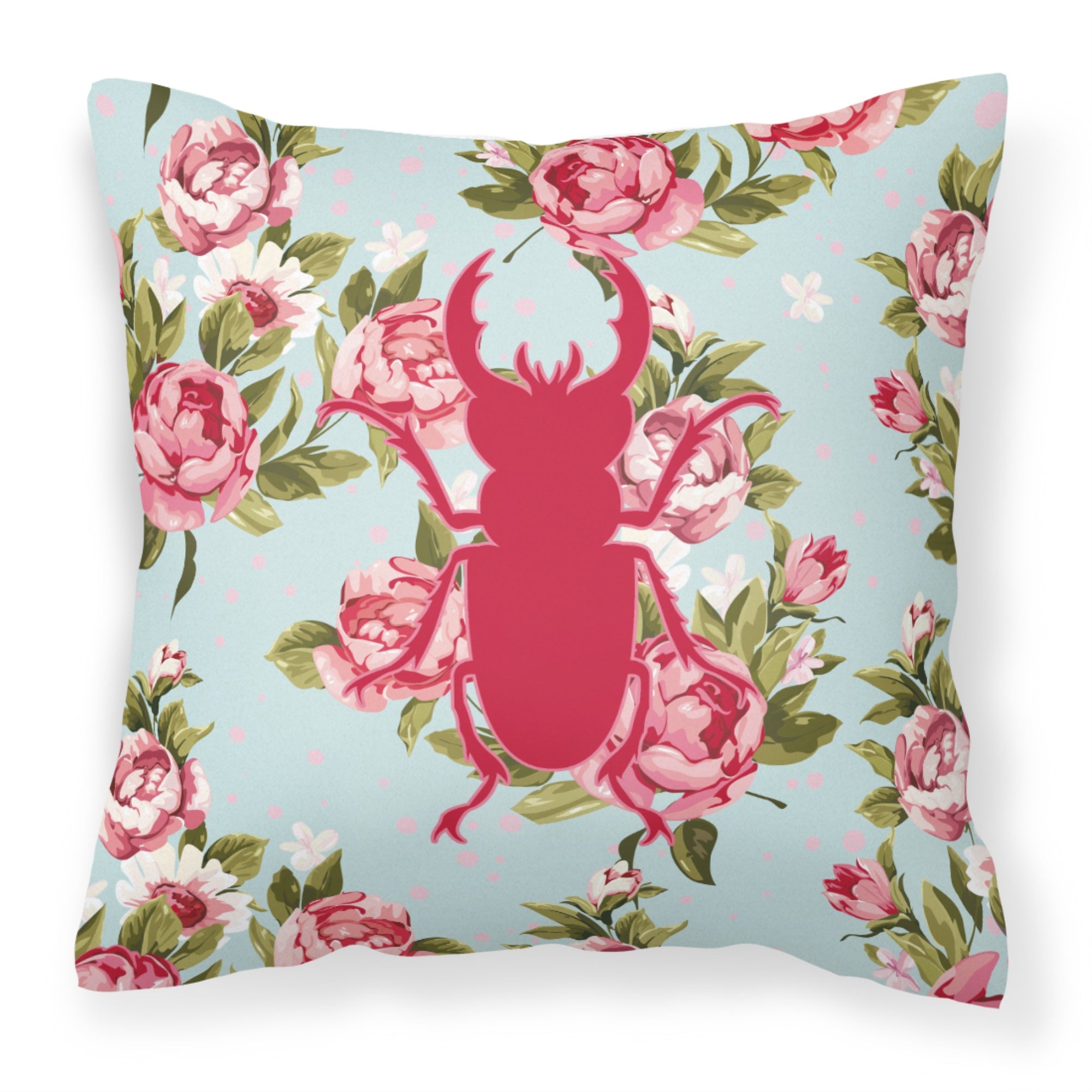 Beetle Shabby Chic Blue Roses Bb1063 Fabric Decorative Pillow