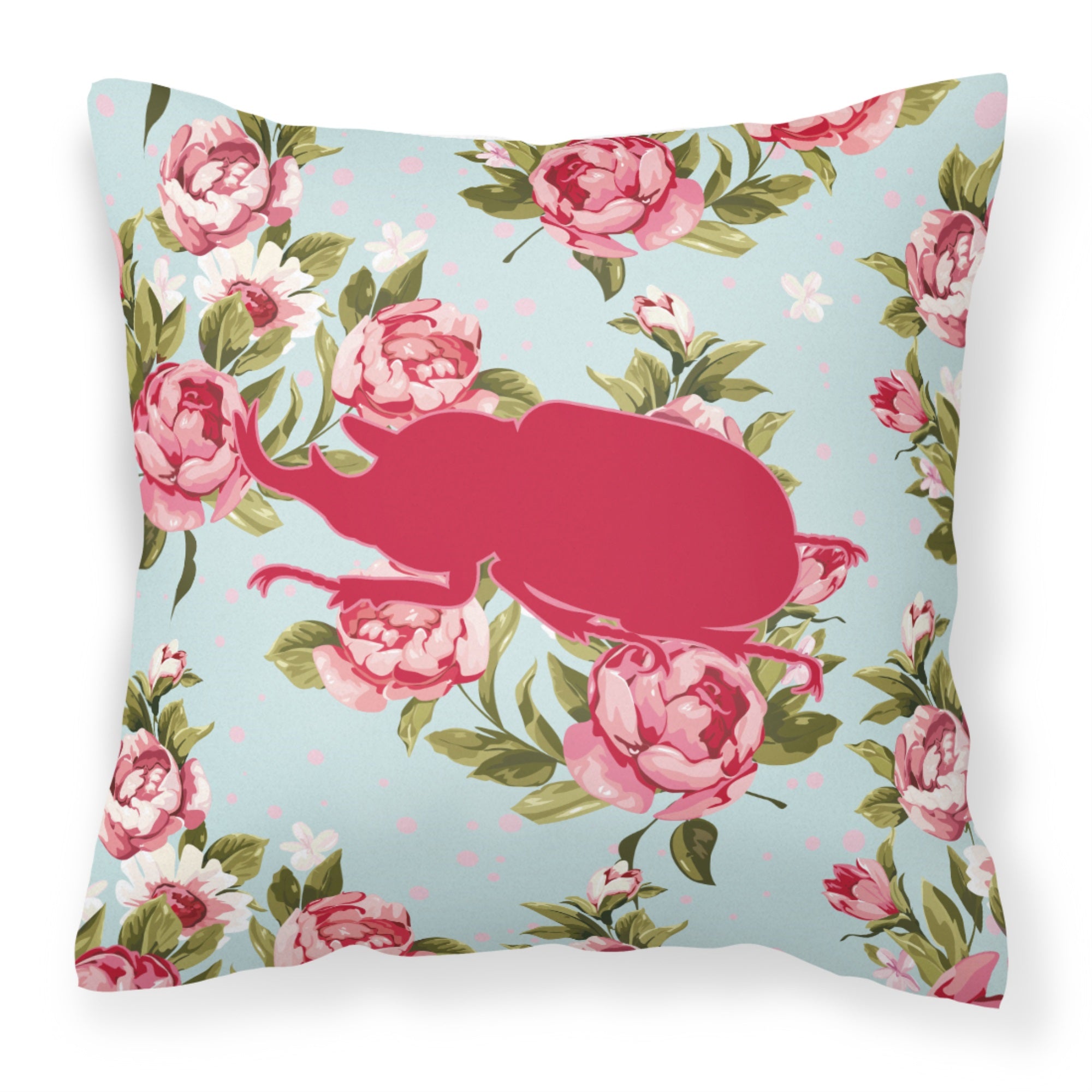 Beetle Shabby Chic Blue Roses Bb1064 Fabric Decorative Pillow