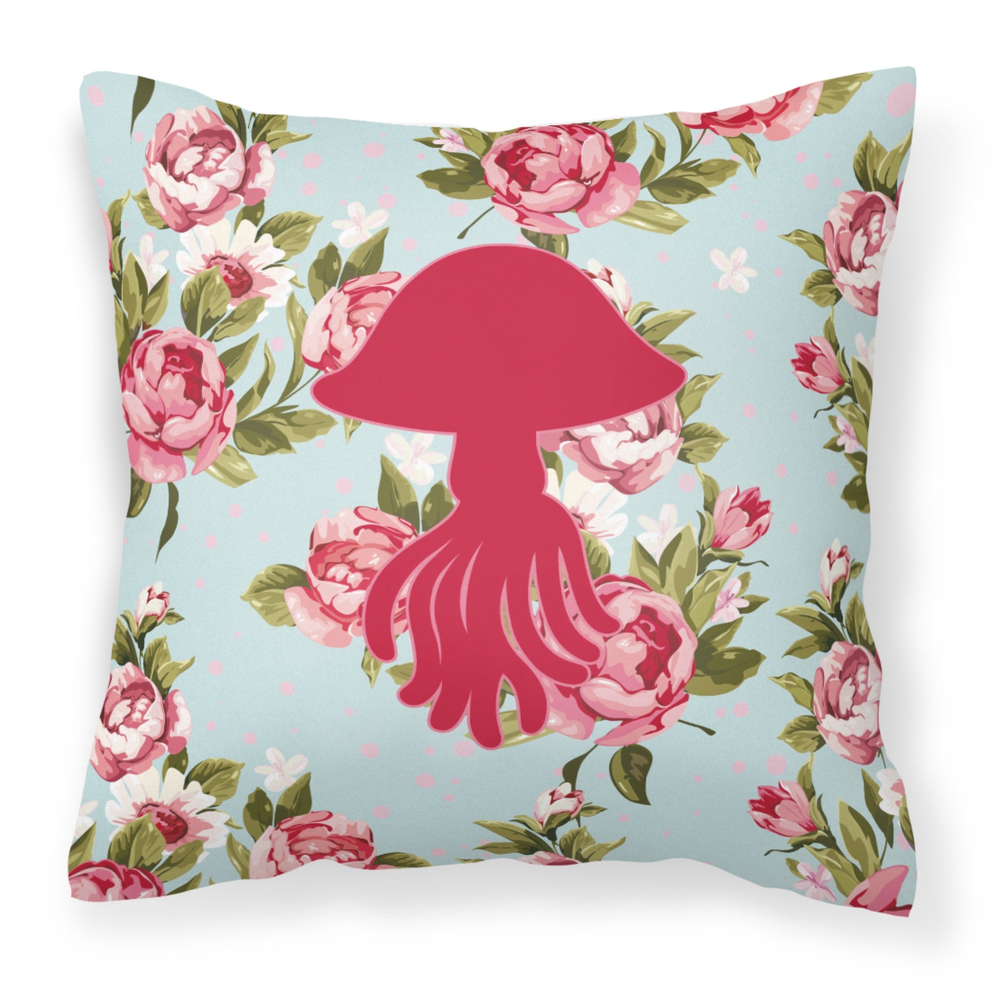 Jellyfish Shabby Chic Blue Roses Bb1089 Fabric Decorative Pillow