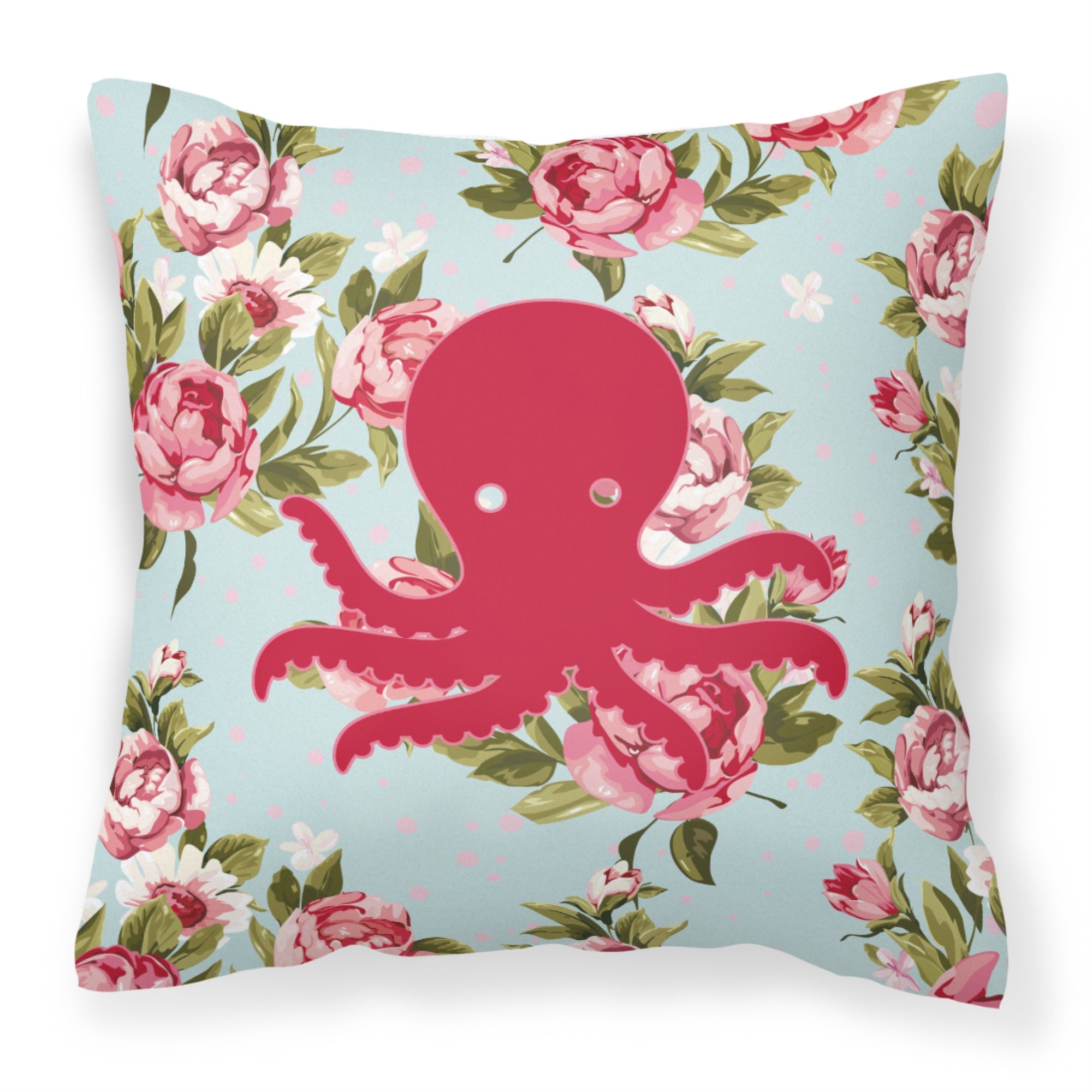 Octopus Shabby Chic Blue Roses Bb1090 Fabric Decorative Pillow