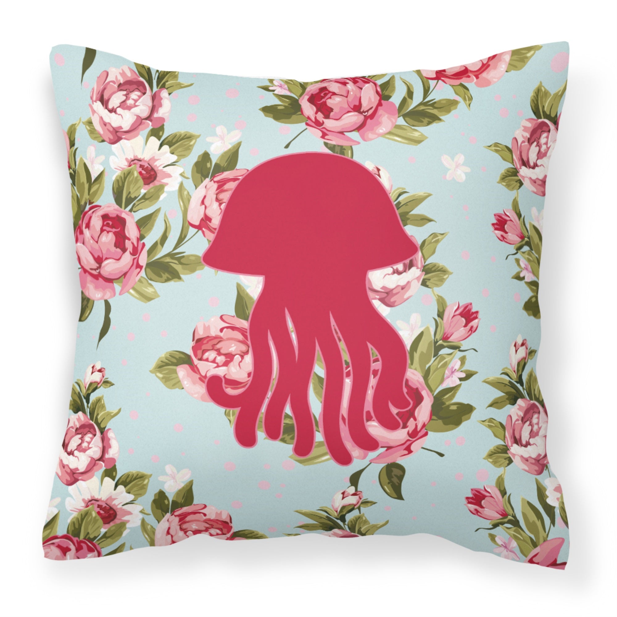 Jellyfish Shabby Chic Blue Roses Bb1091 Fabric Decorative Pillow