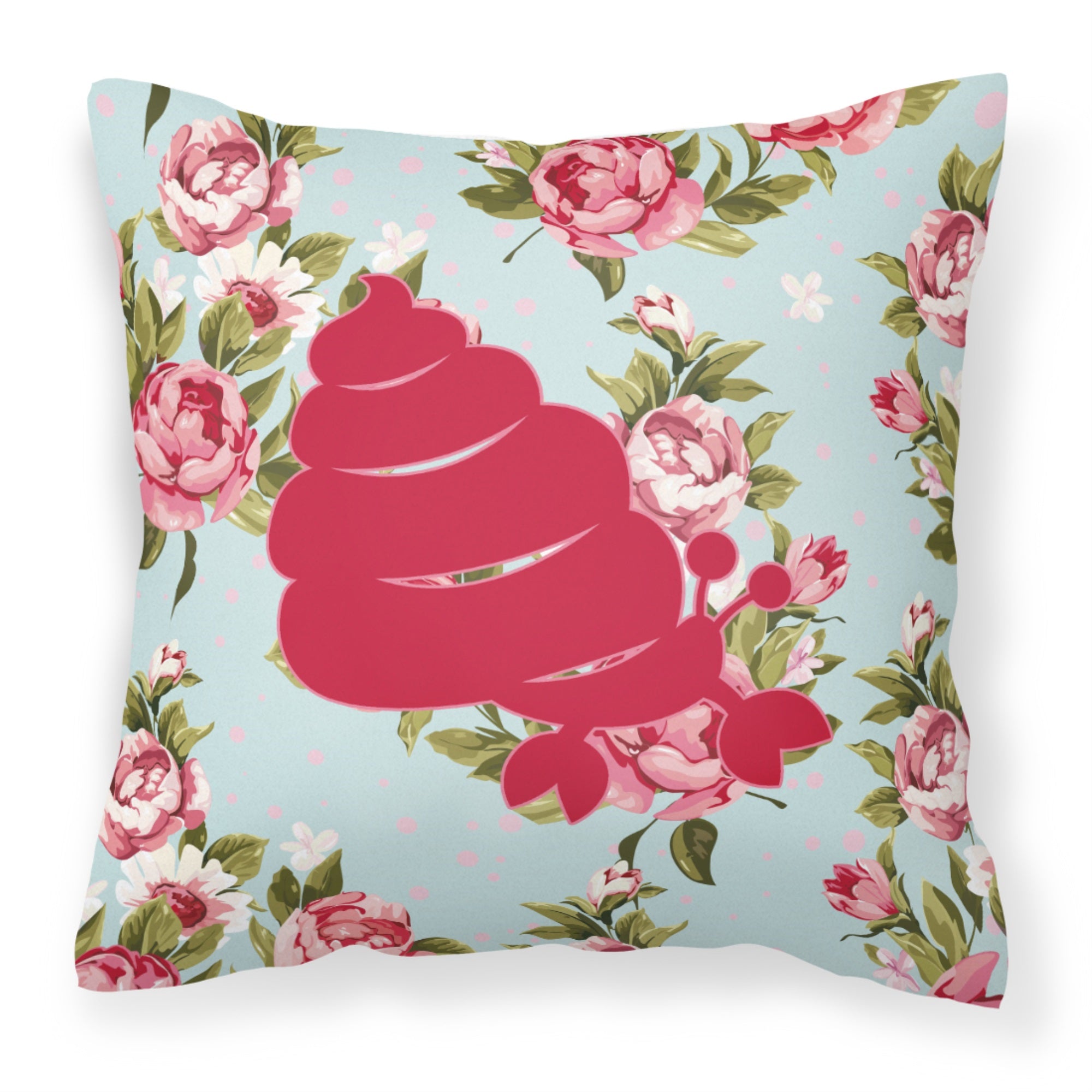 Hermit Crab Shabby Chic Blue Roses Bb1092 Fabric Decorative Pillow