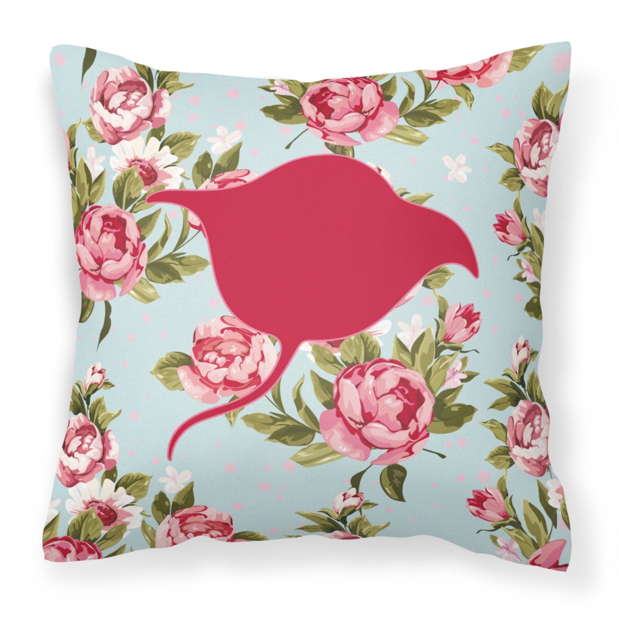 Stingray Shabby Chic Blue Roses Bb1094 Fabric Decorative Pillow
