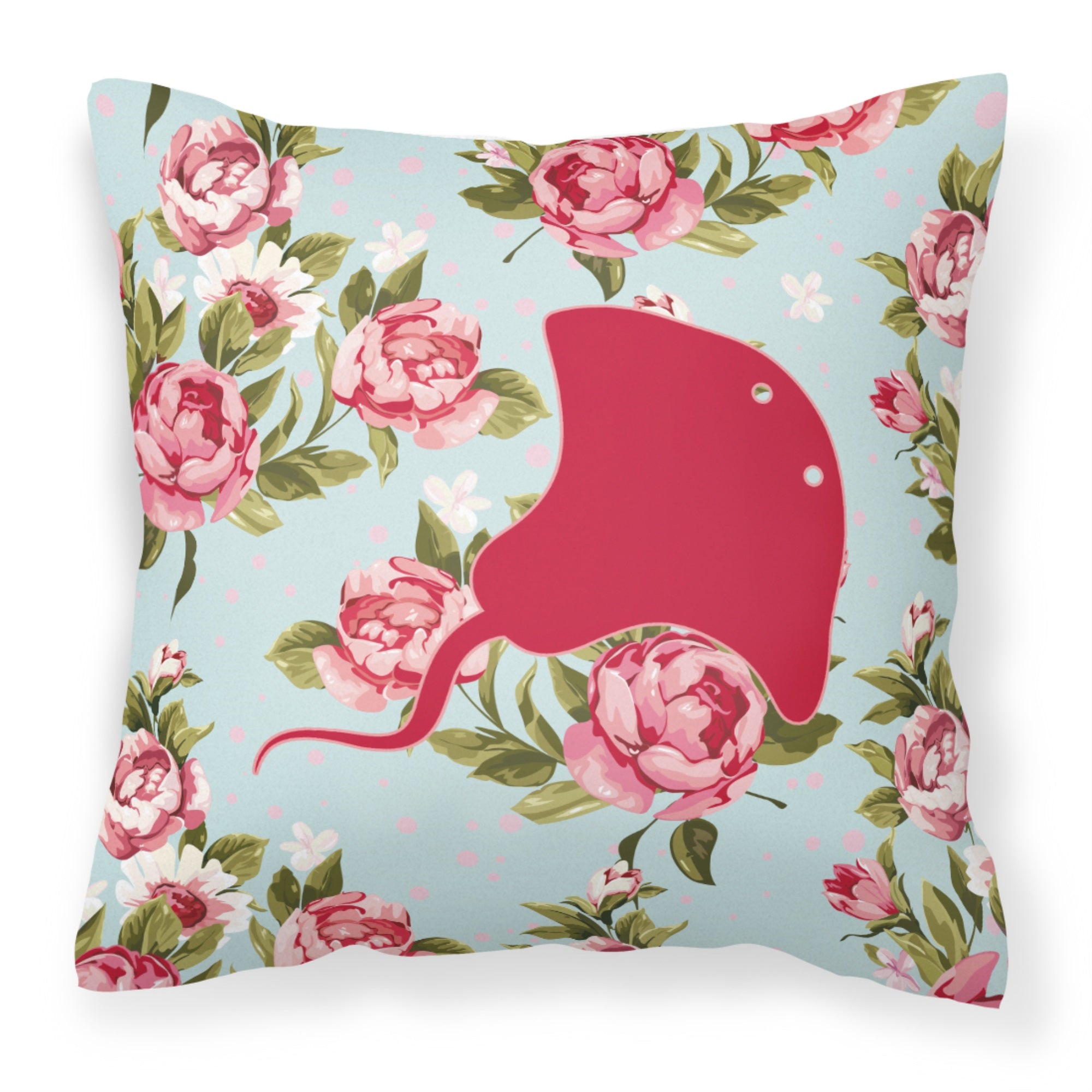 Stingray Shabby Chic Blue Roses Bb1095 Fabric Decorative Pillow