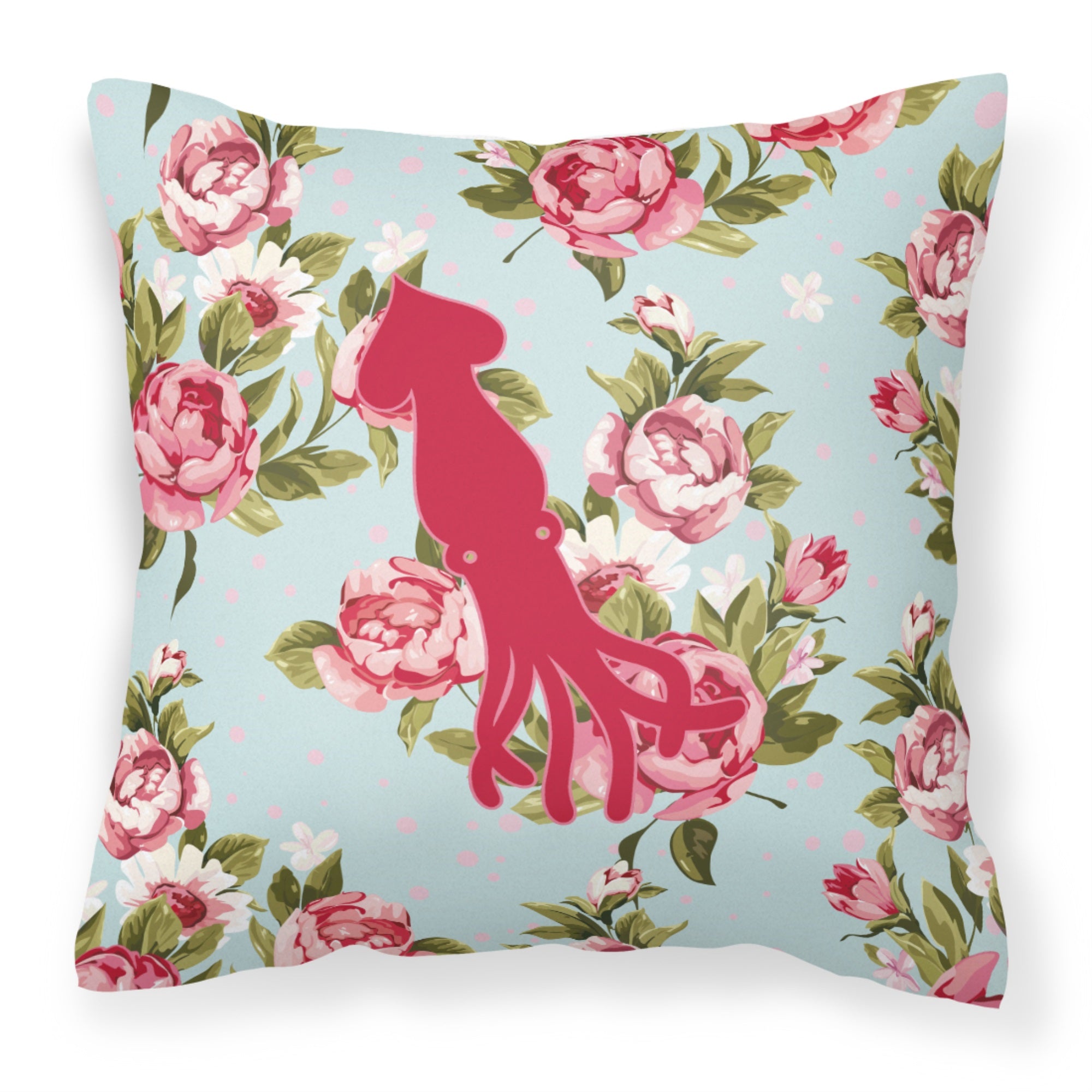 Squid Shabby Chic Blue Roses Bb1096 Fabric Decorative Pillow