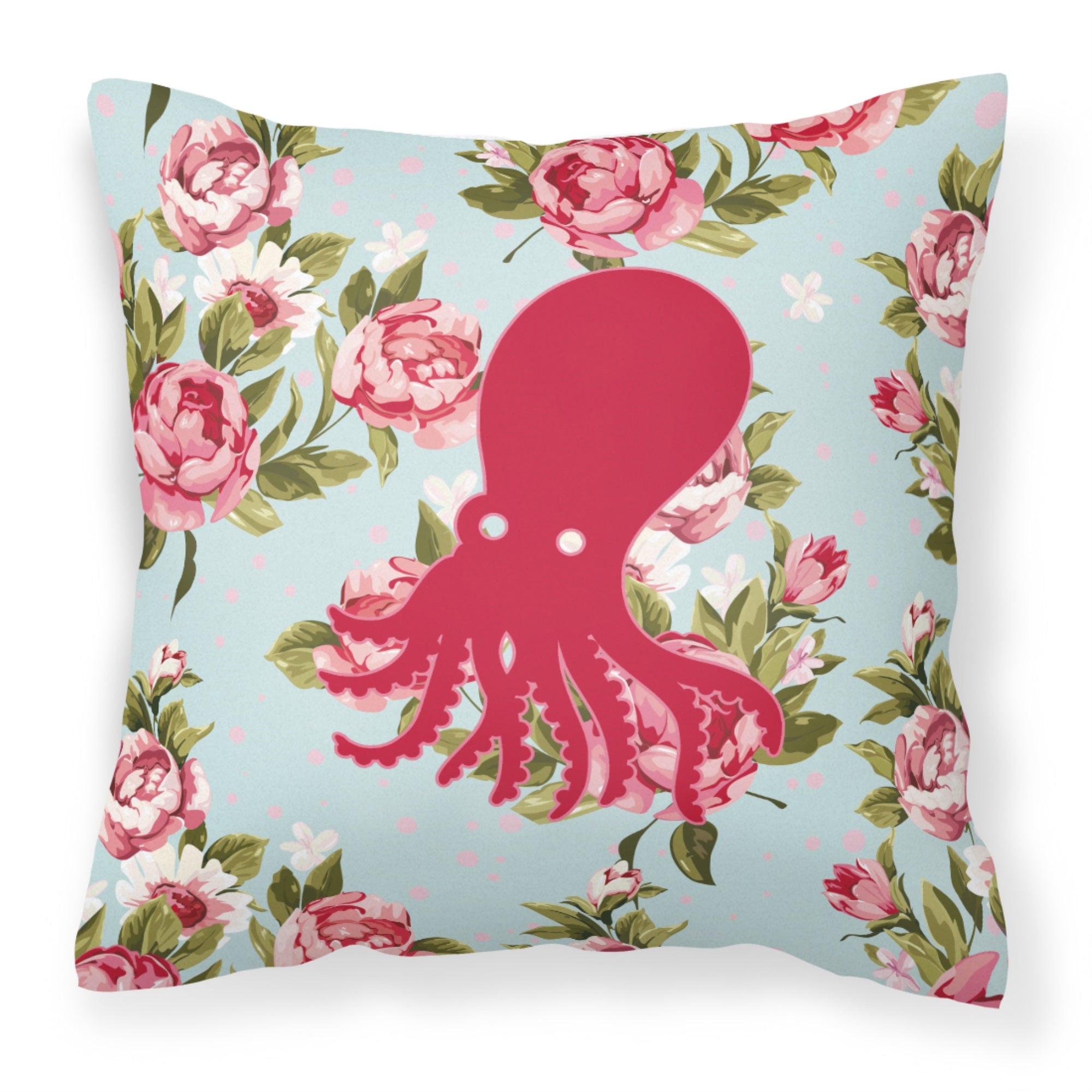 Octopus Shabby Chic Blue Roses Bb1098 Fabric Decorative Pillow