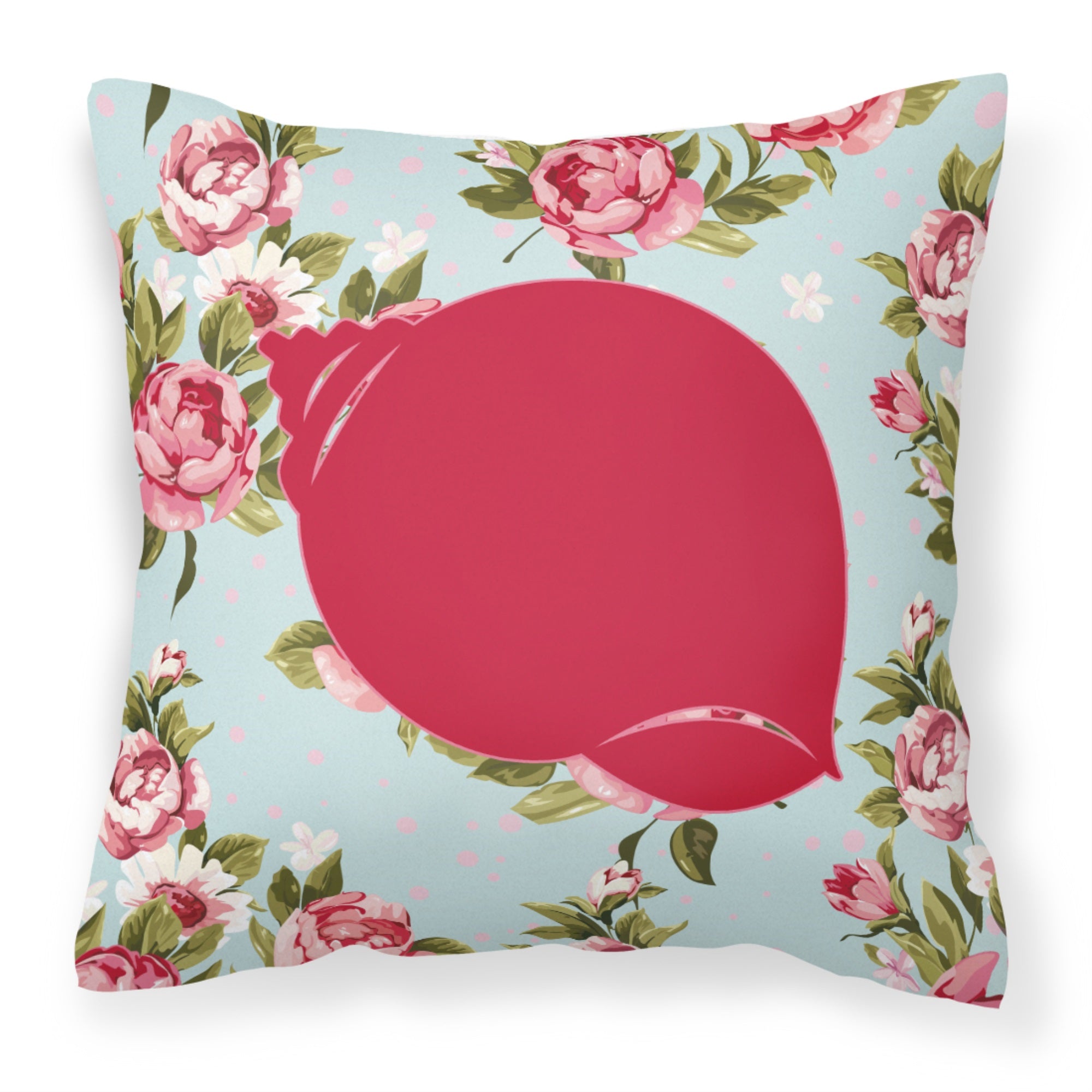 Shell Shabby Chic Blue Roses Bb1099 Fabric Decorative Pillow