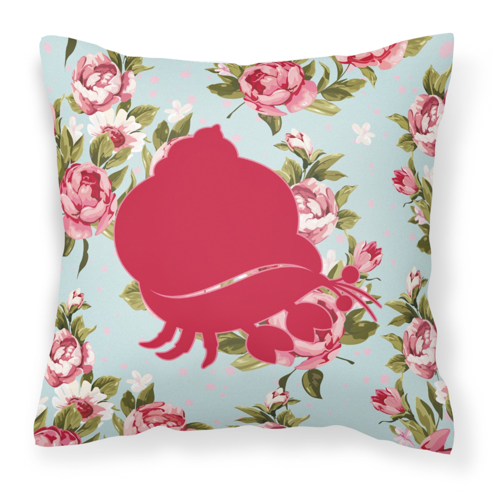 Hermit Crab Shabby Chic Blue Roses Bb1102 Fabric Decorative Pillow