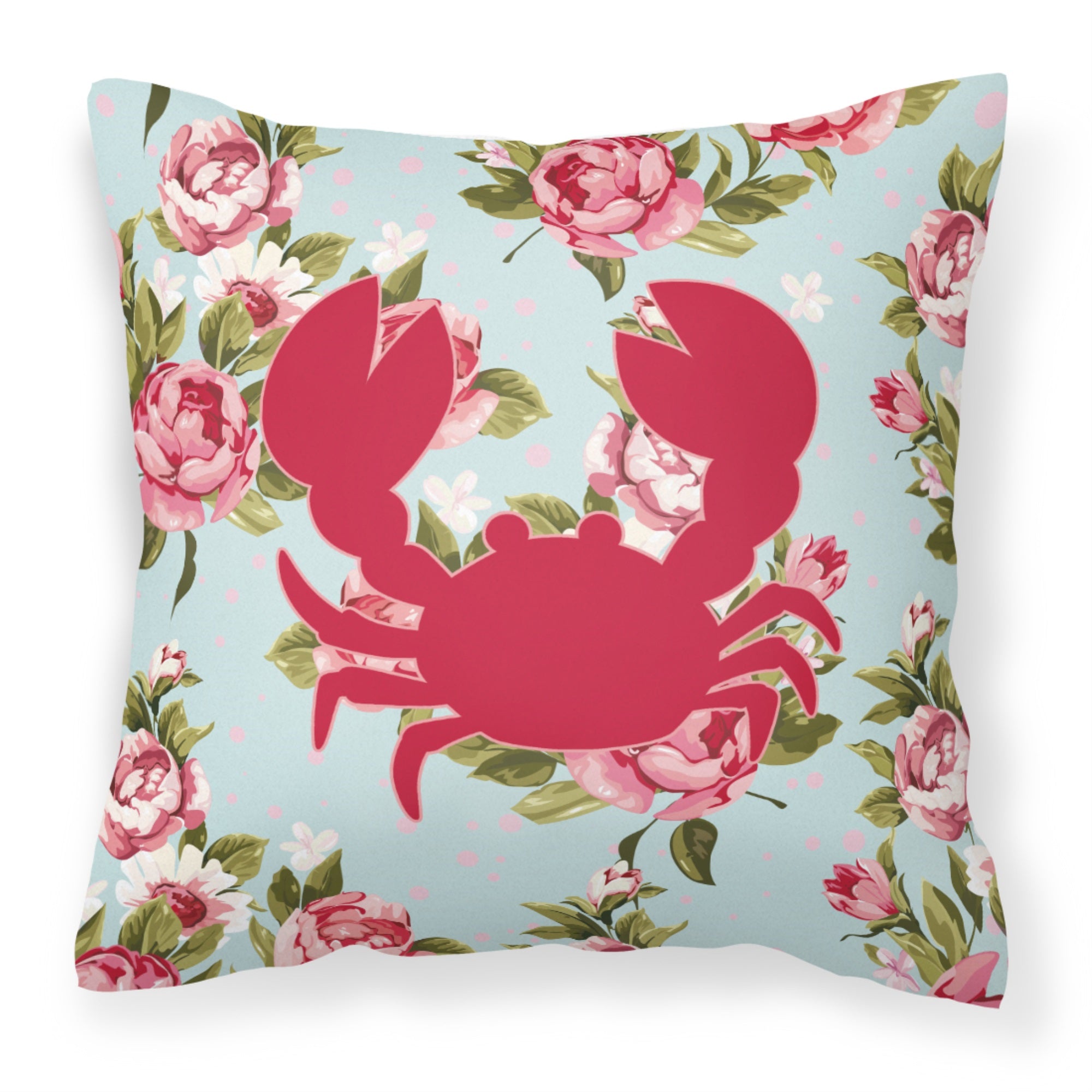 Crab Shabby Chic Blue Roses Bb1104 Fabric Decorative Pillow