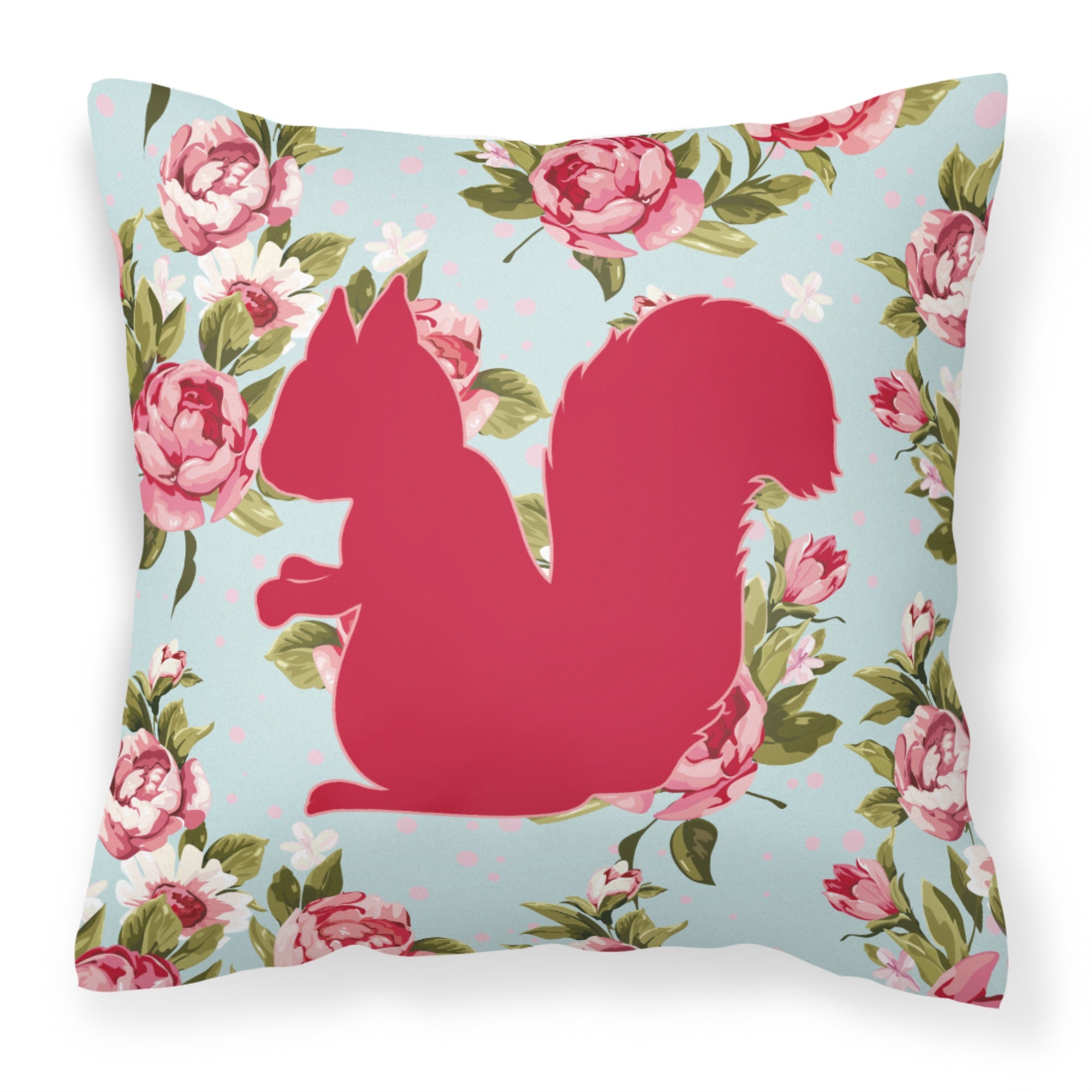 Squirrel Shabby Chic Blue Roses Bb1119 Fabric Decorative Pillow