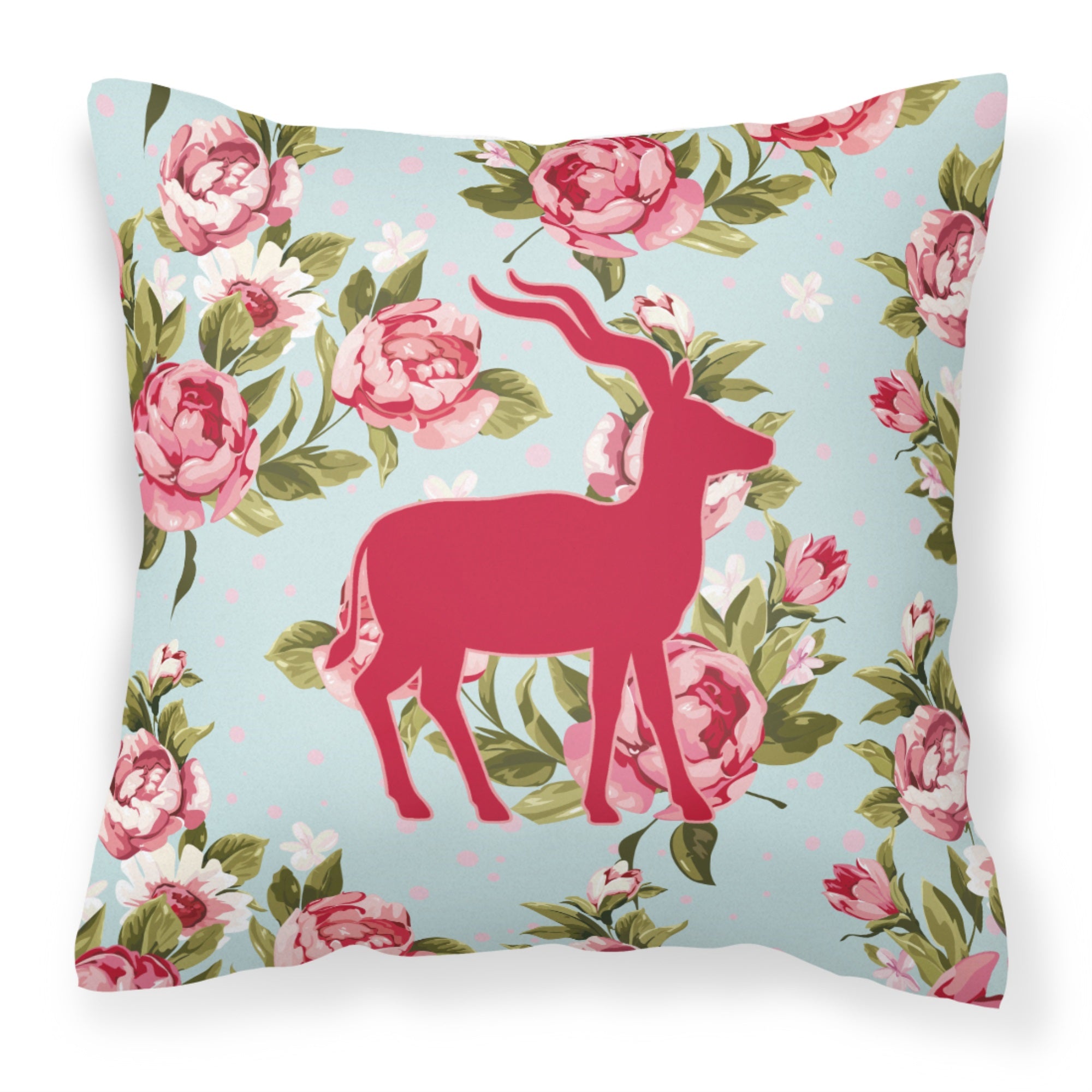 Deer Shabby Chic Blue Roses Bb1121 Fabric Decorative Pillow