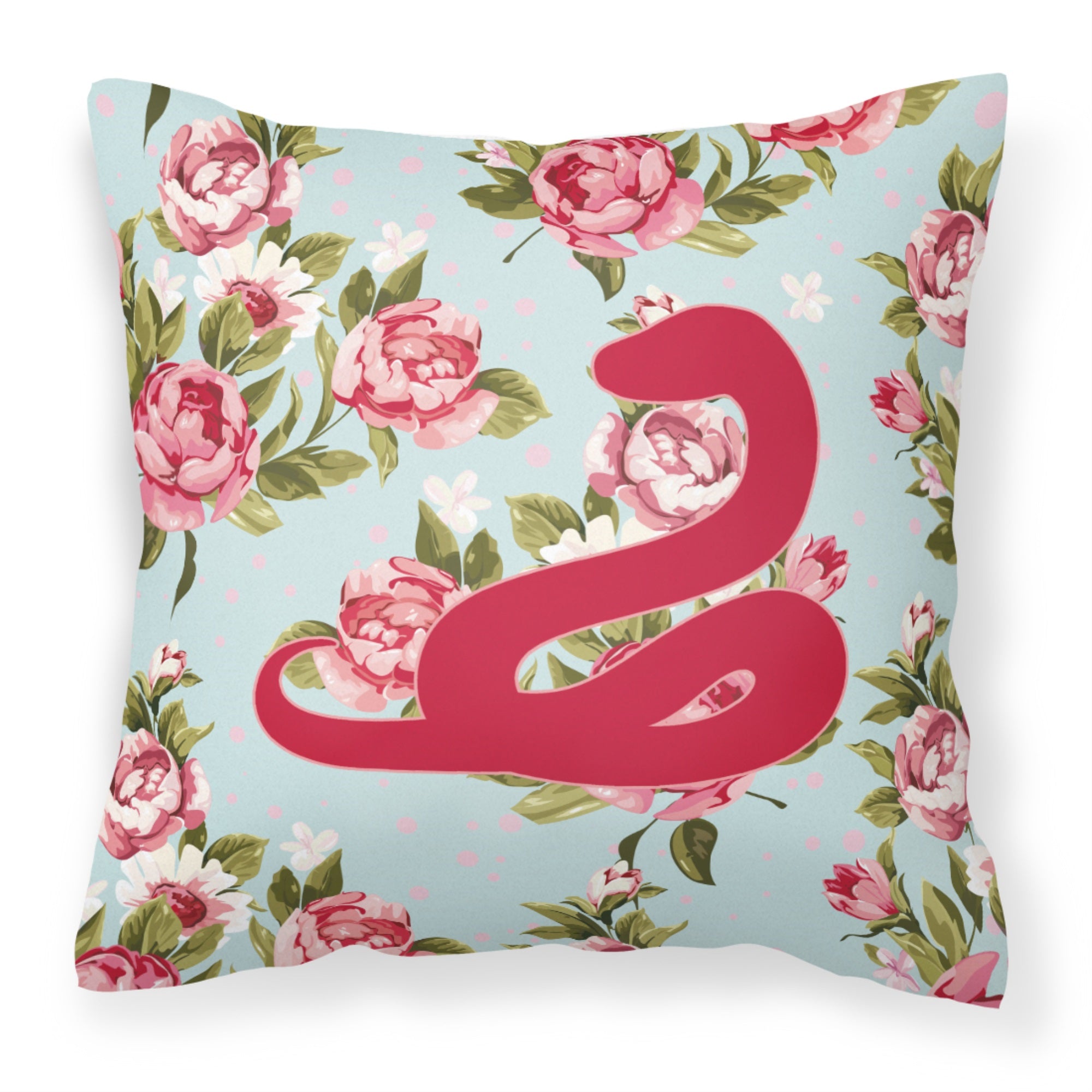 Snake Shabby Chic Blue Roses Bb1124 Fabric Decorative Pillow