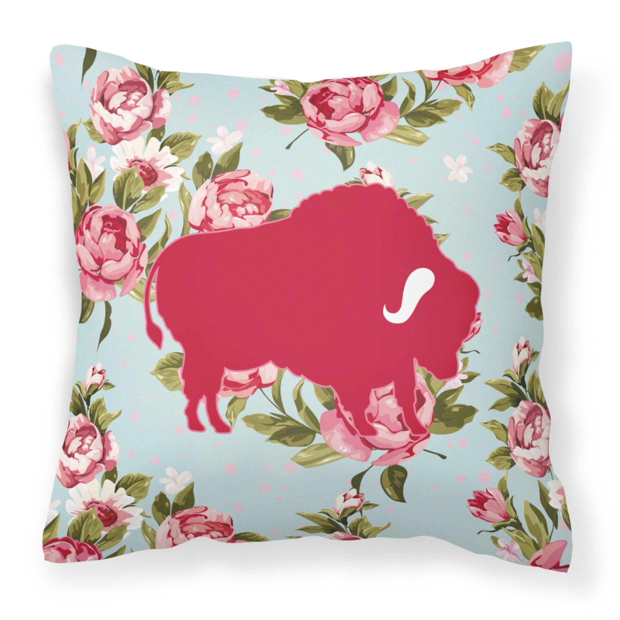 Buffalo Shabby Chic Blue Roses Bb1127 Fabric Decorative Pillow