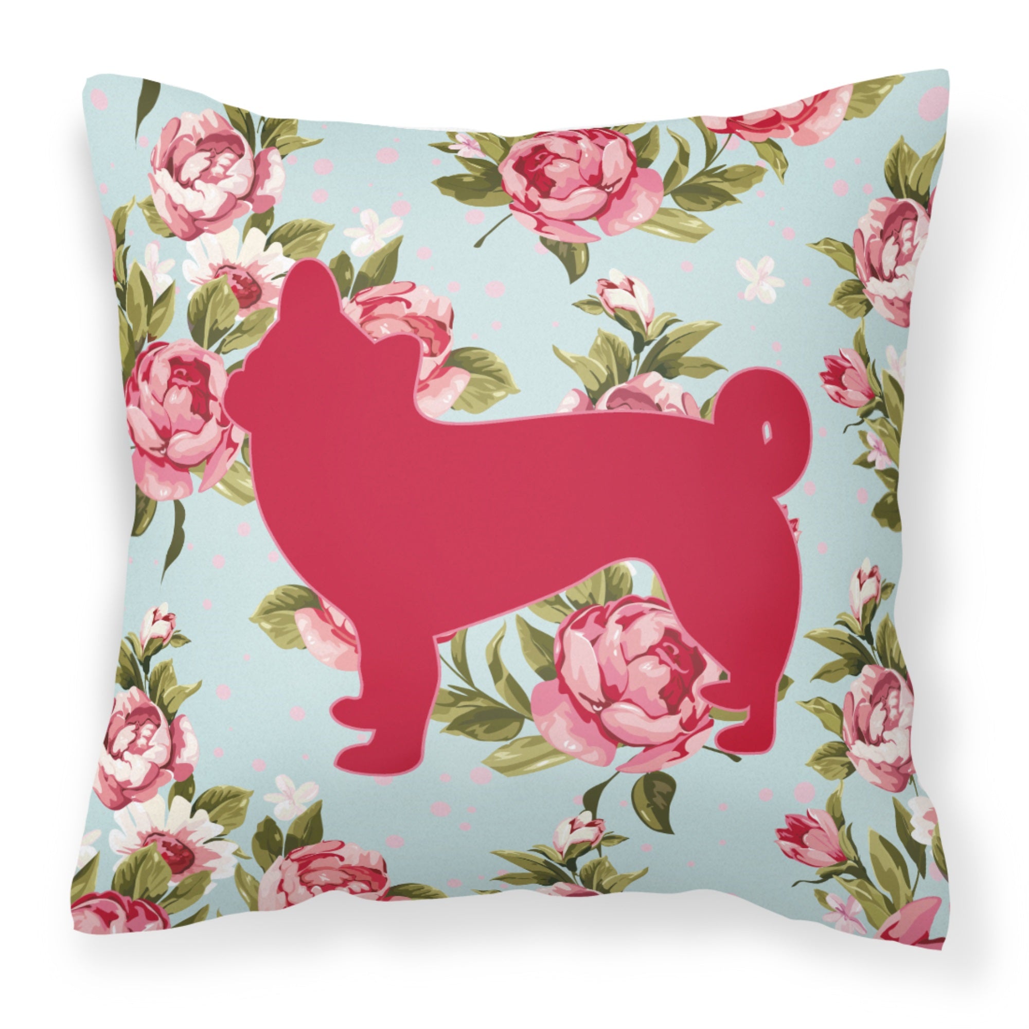 Chihuahua Shabby Chic Blue Roses Bb1068 Fabric Decorative Pillow