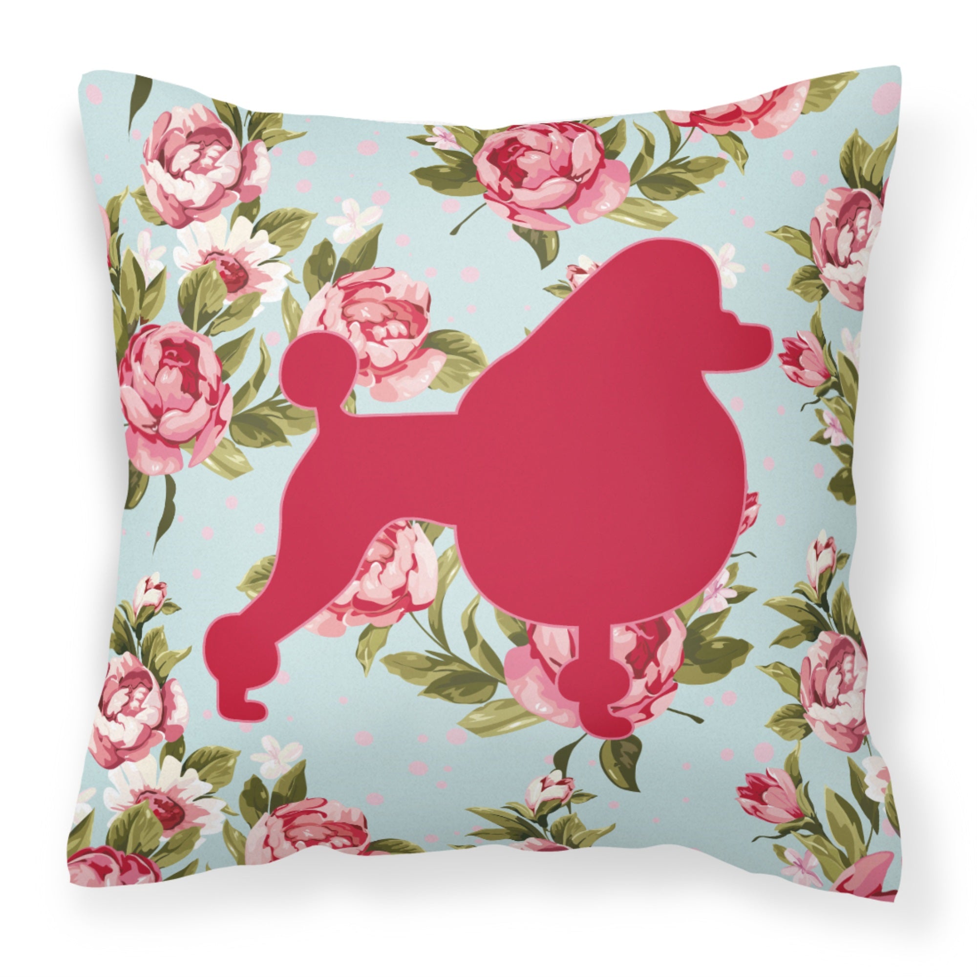 Poodle Shabby Chic Blue Roses Bb1072 Fabric Decorative Pillow