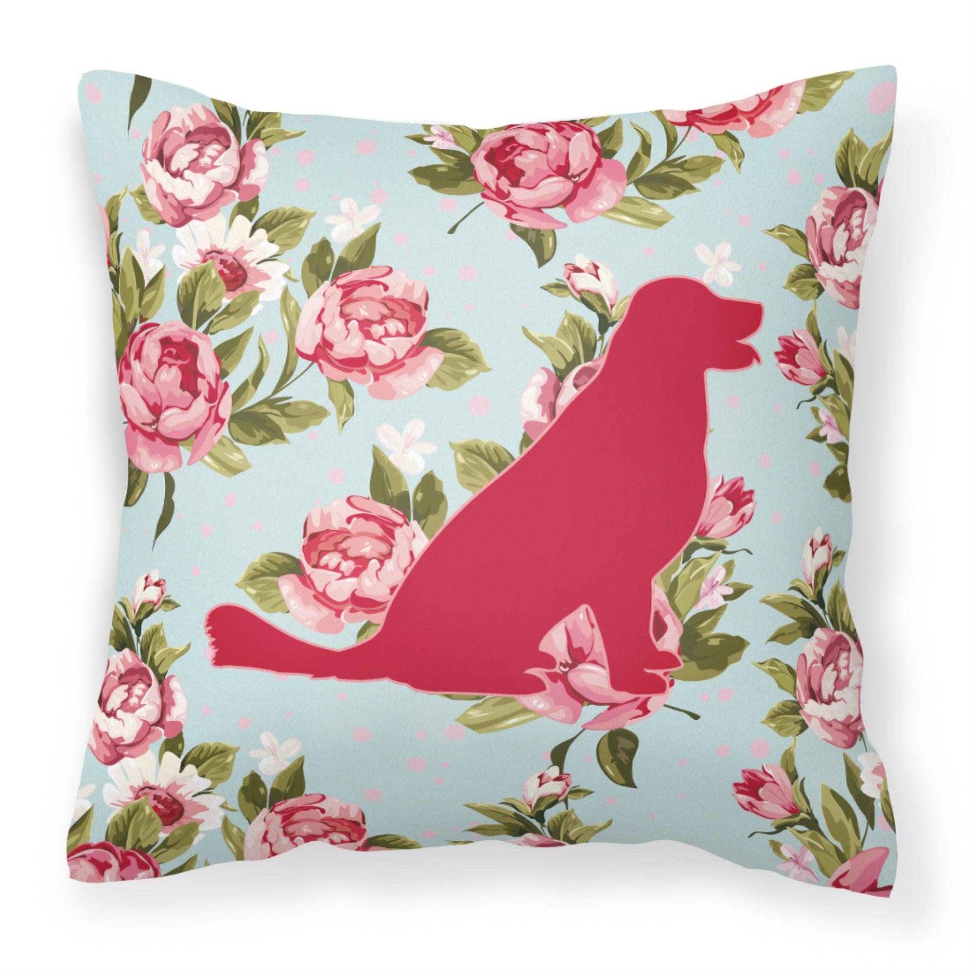 Labrador Shabby Chic Blue Roses Bb1076 Fabric Decorative Pillow
