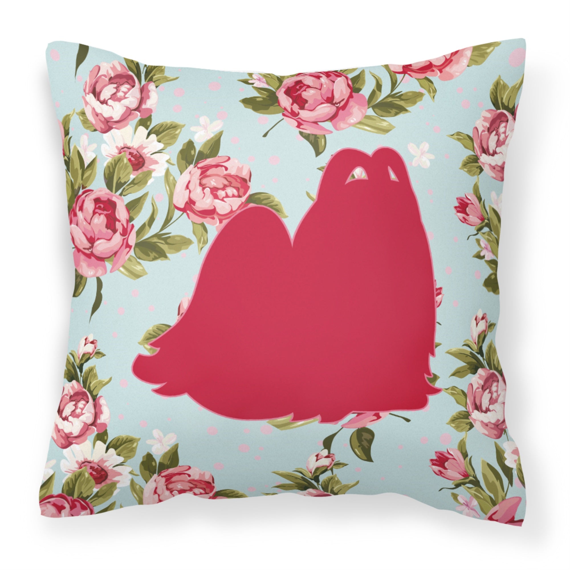 Maltese Shabby Chic Blue Roses Bb1079 Fabric Decorative Pillow