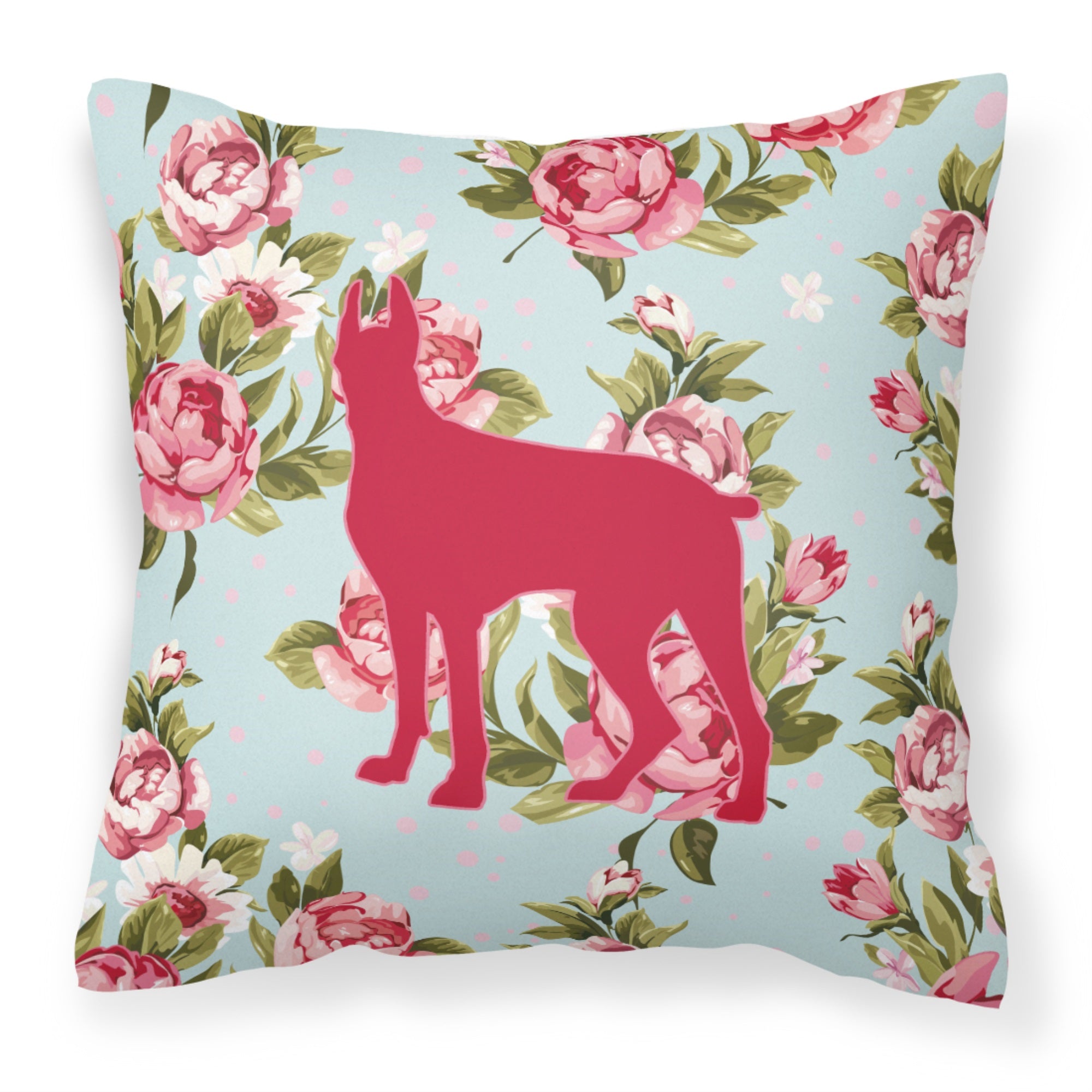 Great Dane Shabby Chic Blue Roses Bb1081 Fabric Decorative Pillow