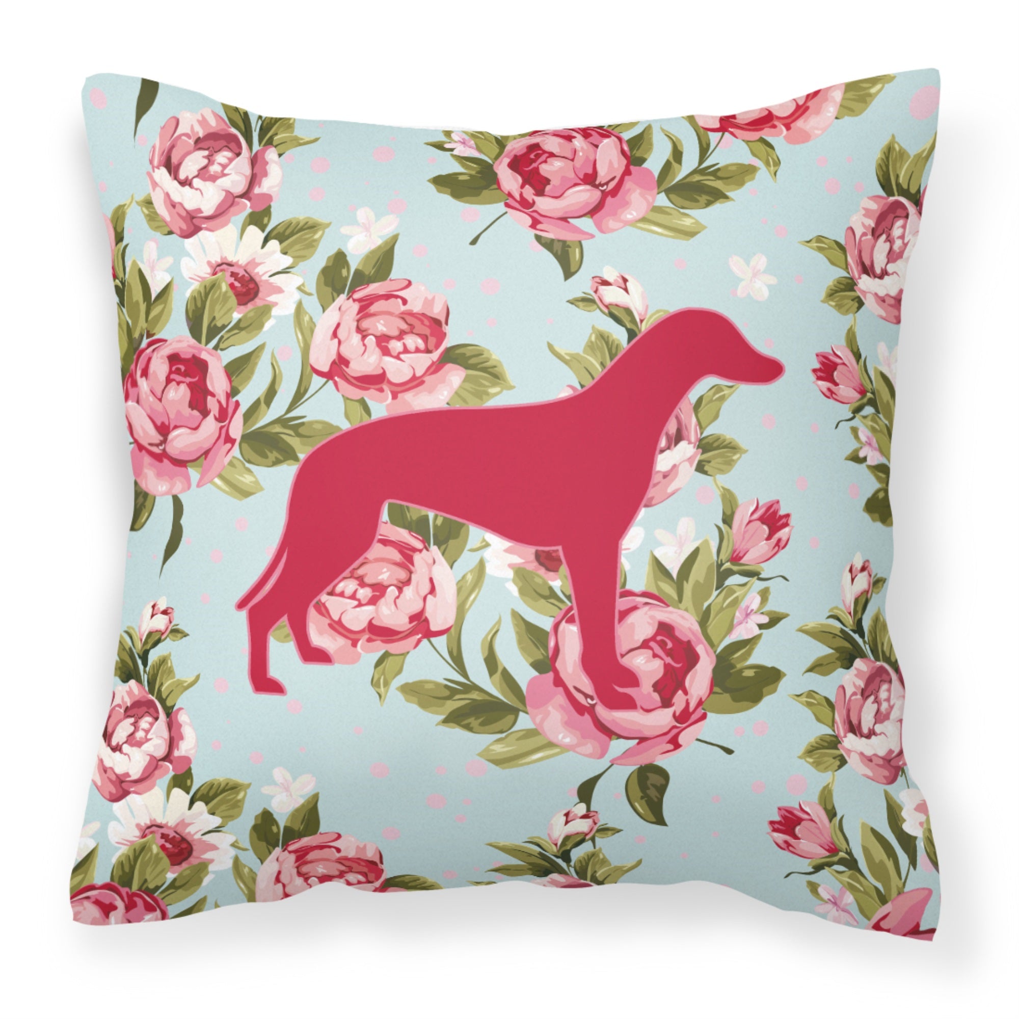 Greyhound Shabby Chic Blue Roses Bb1086 Fabric Decorative Pillow