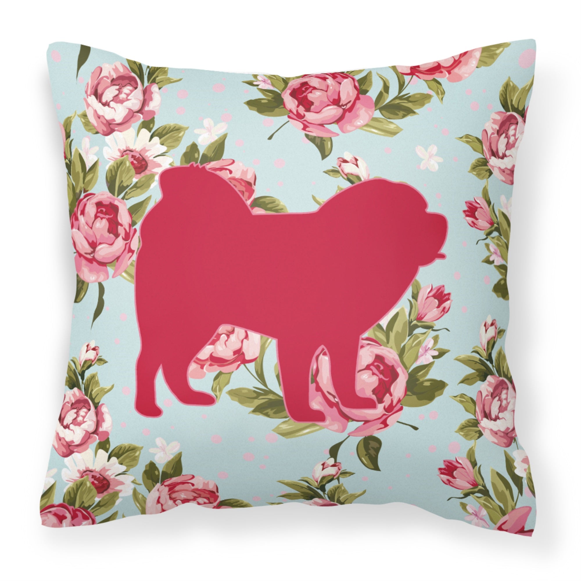 Chow Chow Shabby Chic Blue Roses Bb1106 Fabric Decorative Pillow