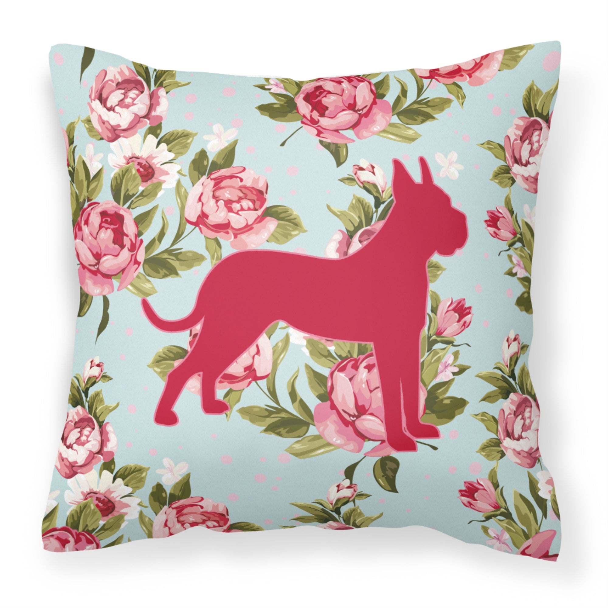 Boxer Shabby Chic Blue Roses Bb1109 Fabric Decorative Pillow