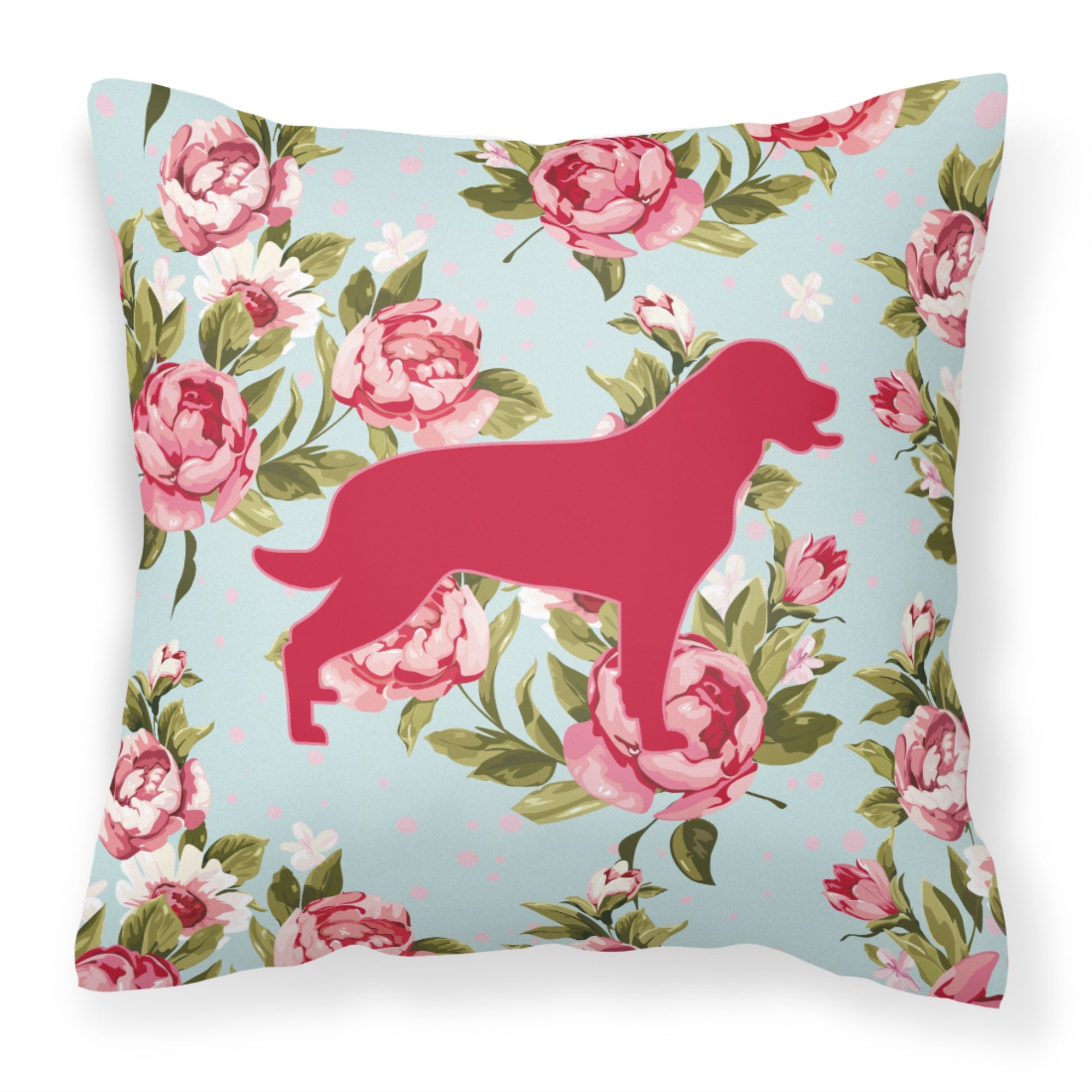 Labrador Shabby Chic Blue Roses Bb1111 Fabric Decorative Pillow