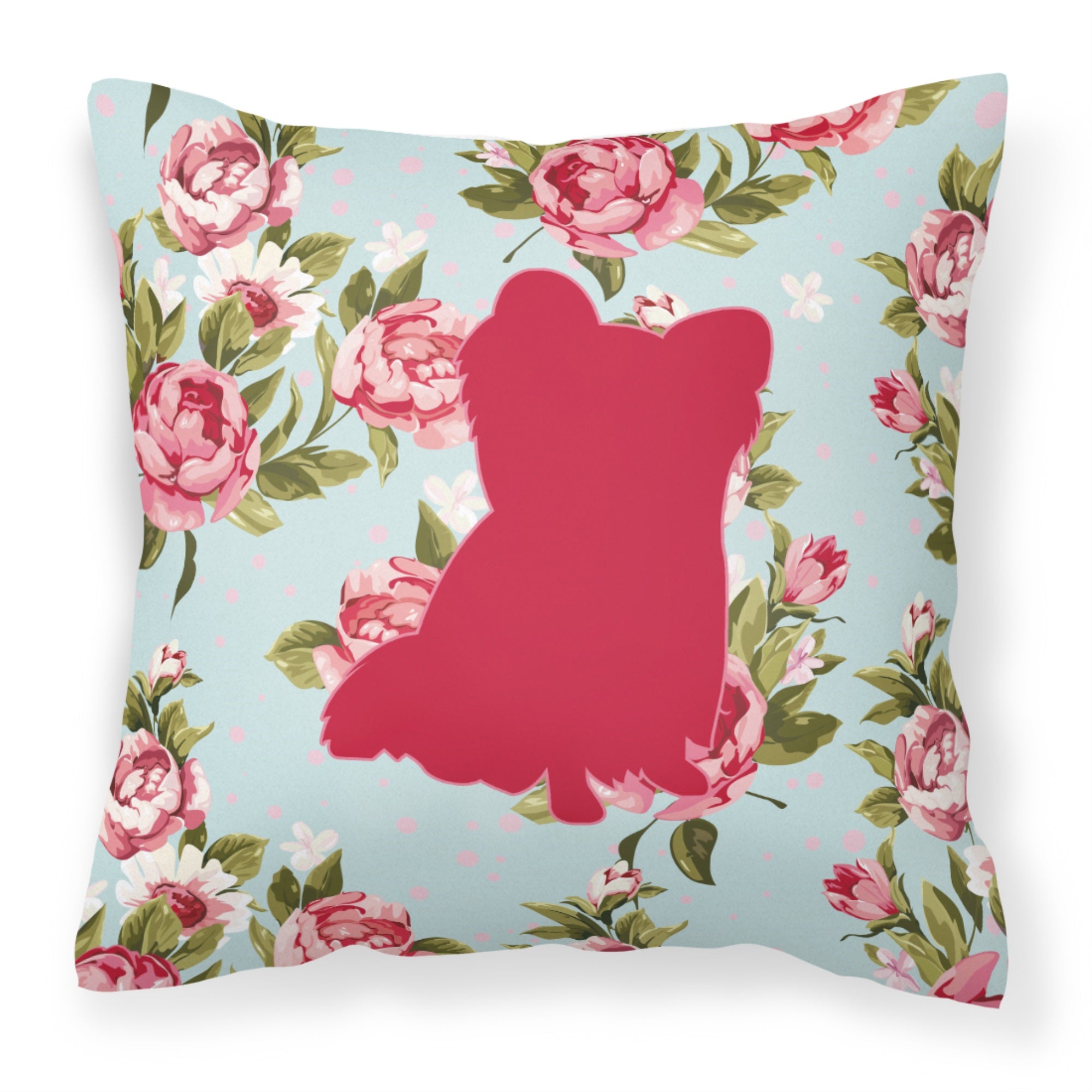 Chihuahua Shabby Chic Blue Roses Bb1115 Fabric Decorative Pillow