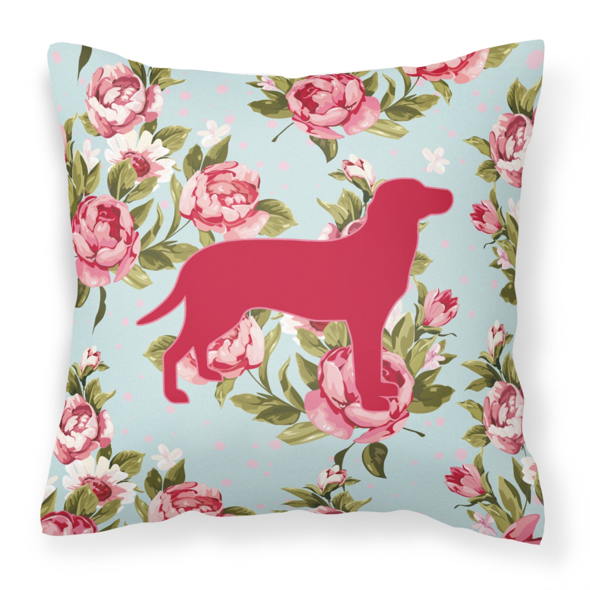 Labrador Shabby Chic Blue Roses Bb1116 Fabric Decorative Pillow