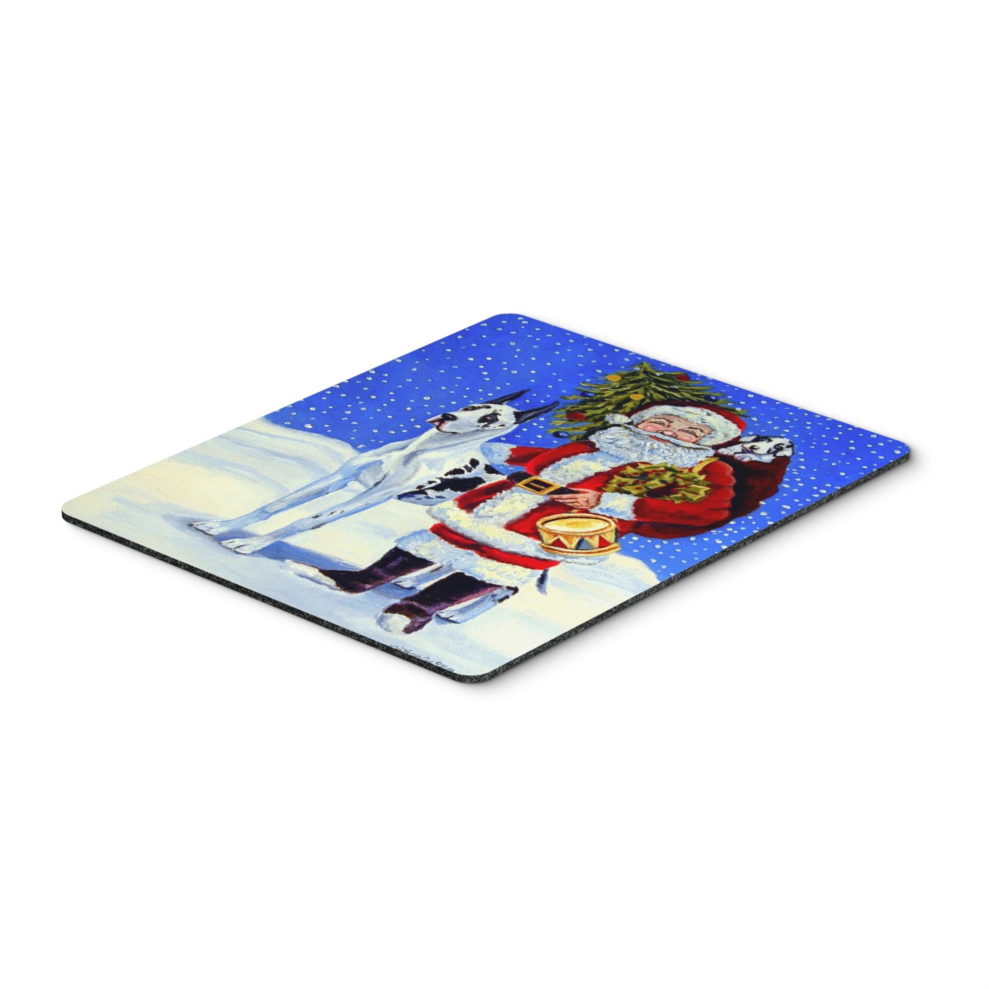 Harlequin Great Dane With Santa Claus Mouse Pad, Hot Pad Or Trivet