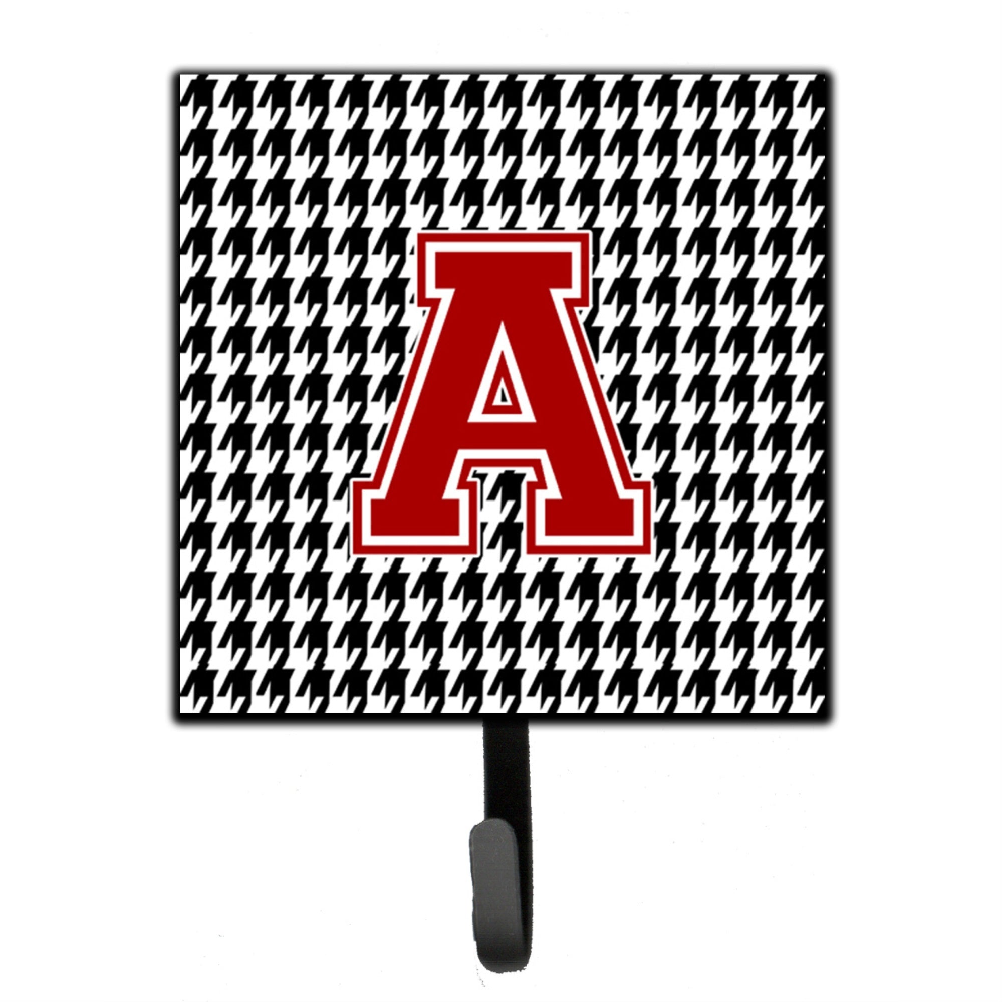 Letter A Monogram - Houndstooth Black Leash Or Key Holder