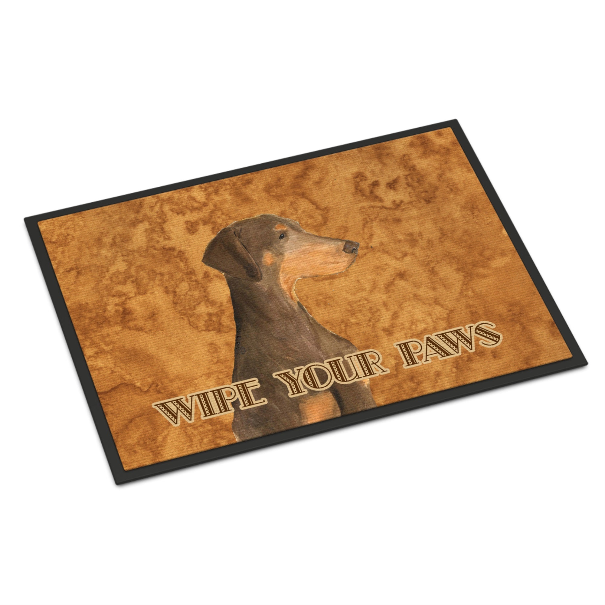 Chocolate Natural Eared Doberman Wipe Your Paws Indoor Or Outdoor Mat 24X36