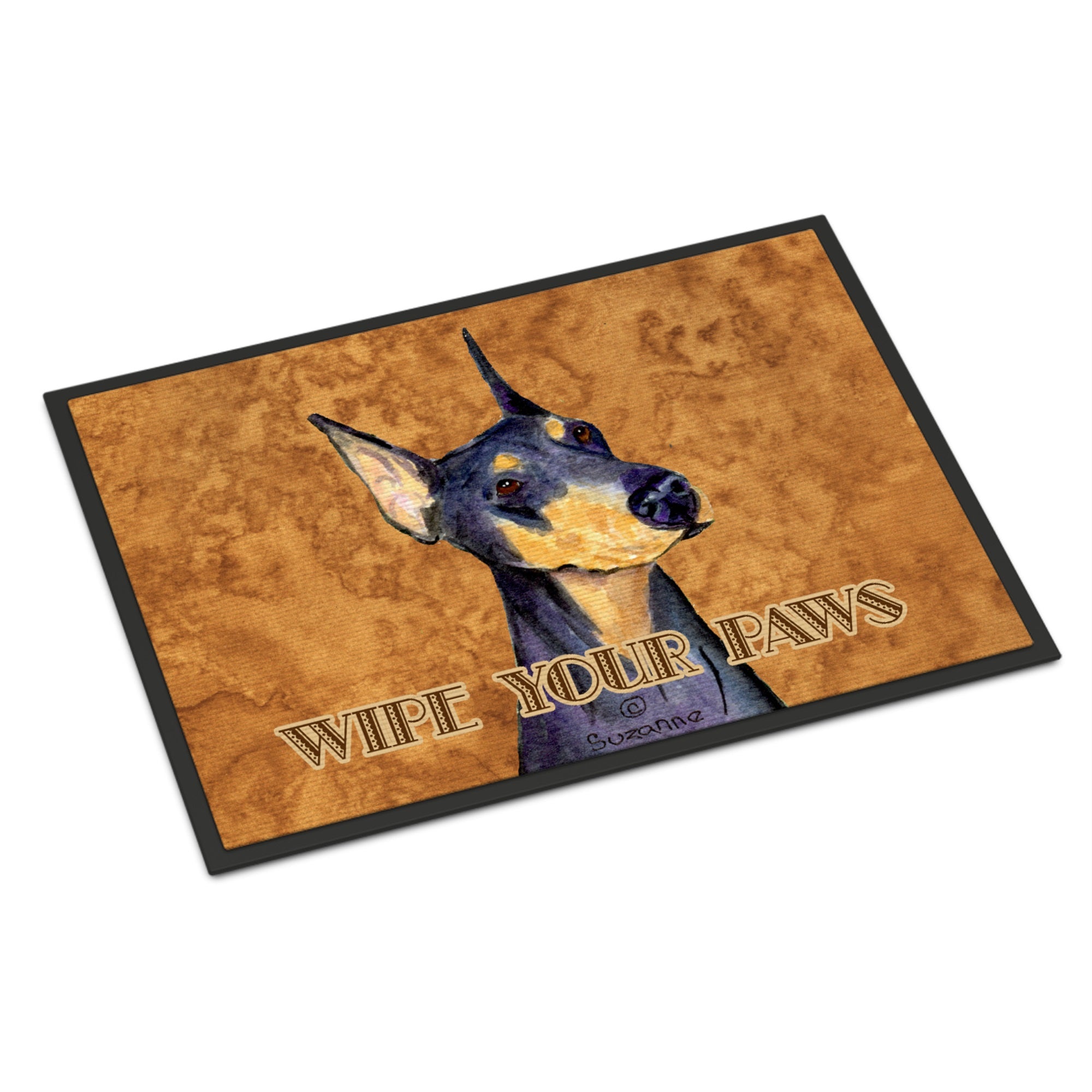 Black And Tan Doberman Wipe Your Paws Indoor Or Outdoor Mat 18X27