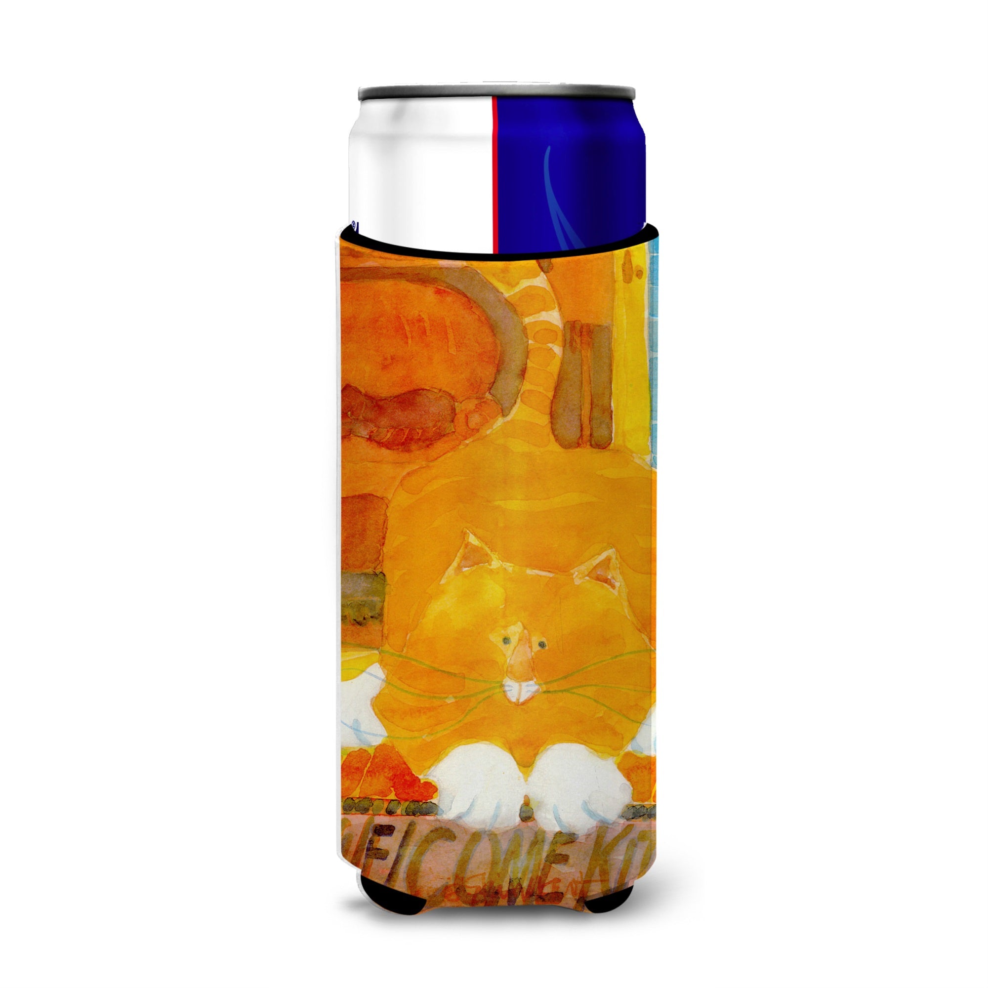 Big Orange Cat Welcome Ultra Hugger For Slim Cans