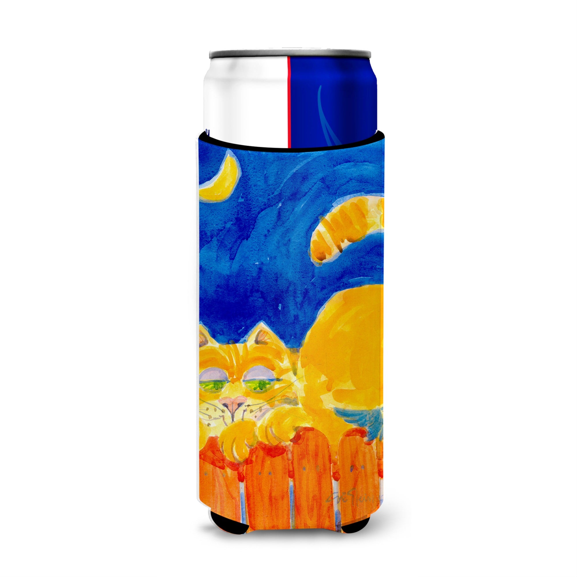 Big Orange Tabby Cat On The Fence Ultra Hugger For Slim Cans