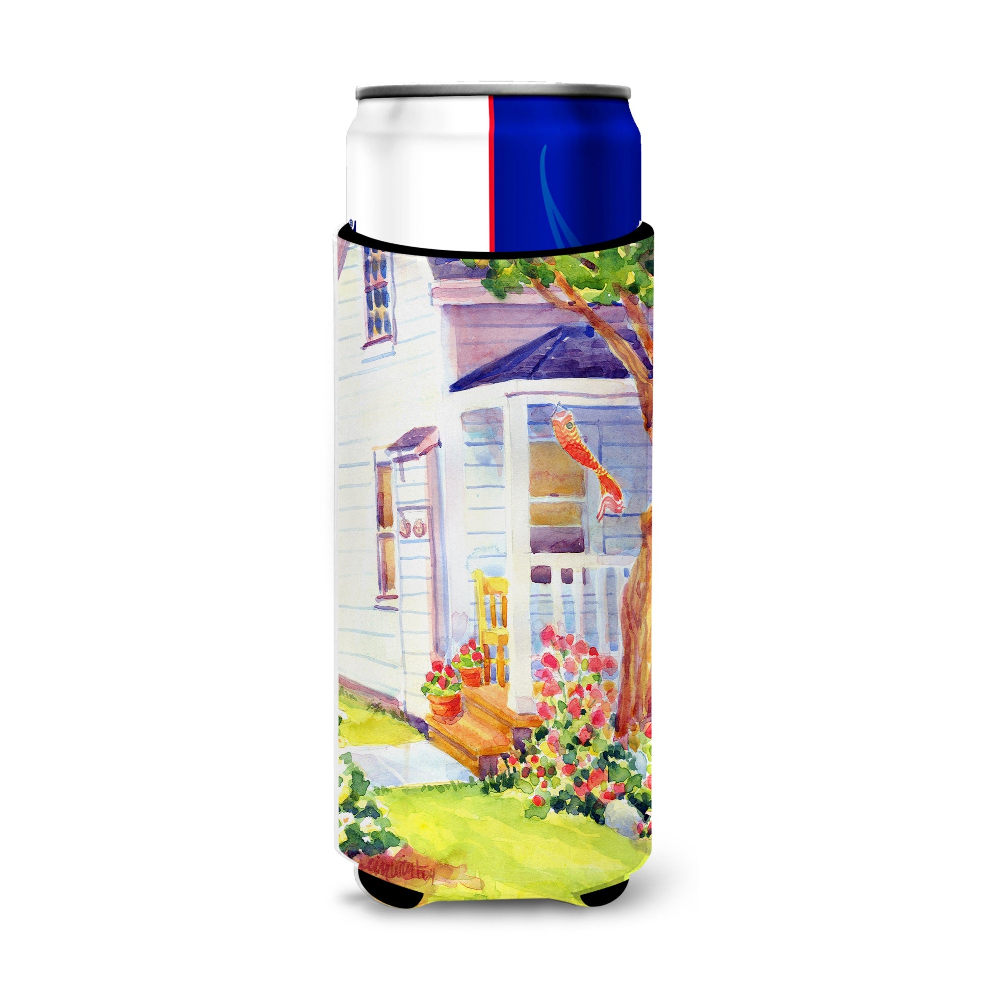White Cottage At The Beach Ultra Hugger For Slim Cans