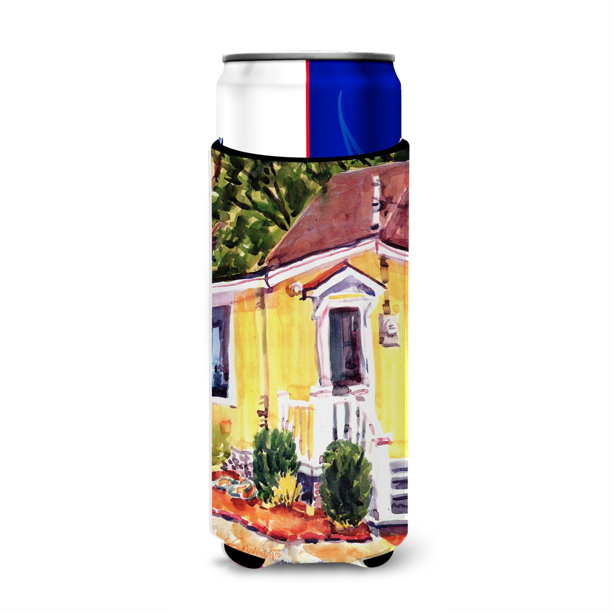 Yellow Cottage At The Beach Ultra Hugger For Slim Cans