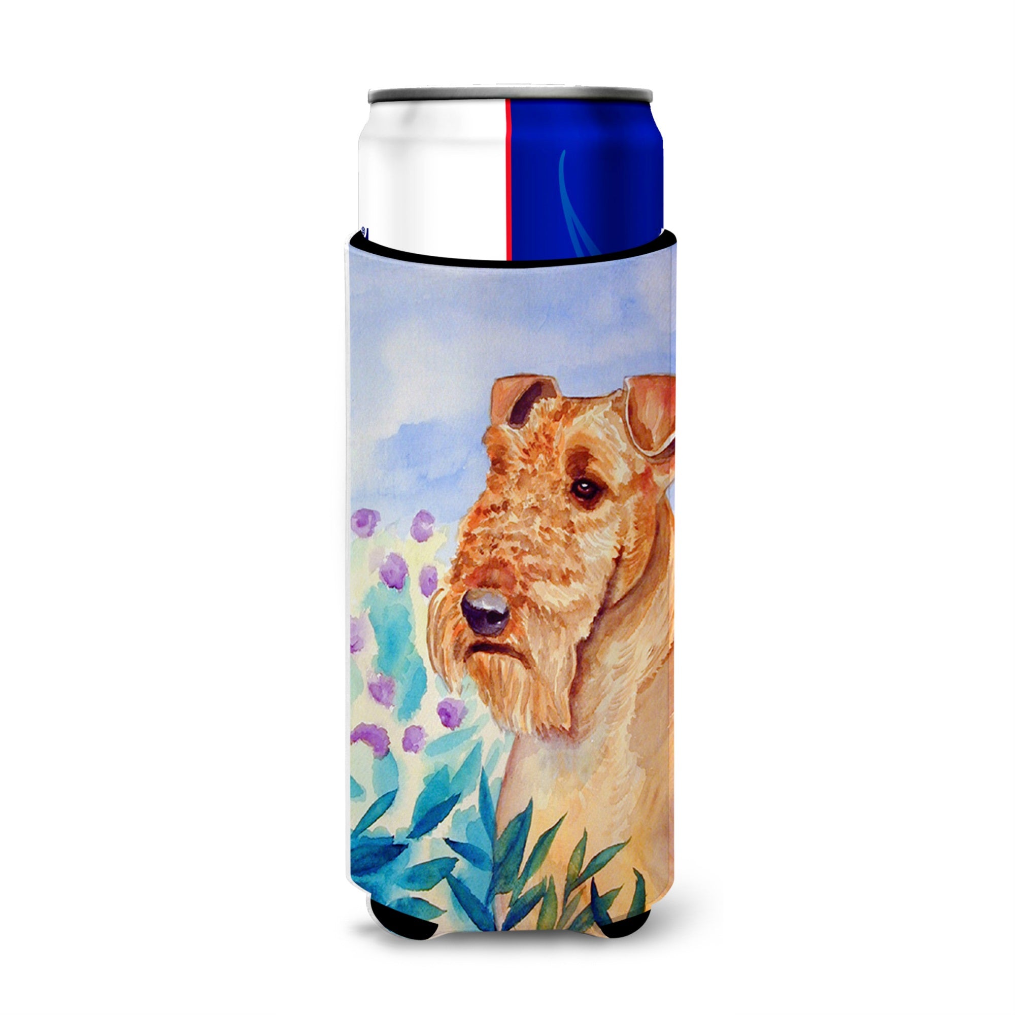 Airedale Terrier In Flowers Ultra Hugger For Slim Cans