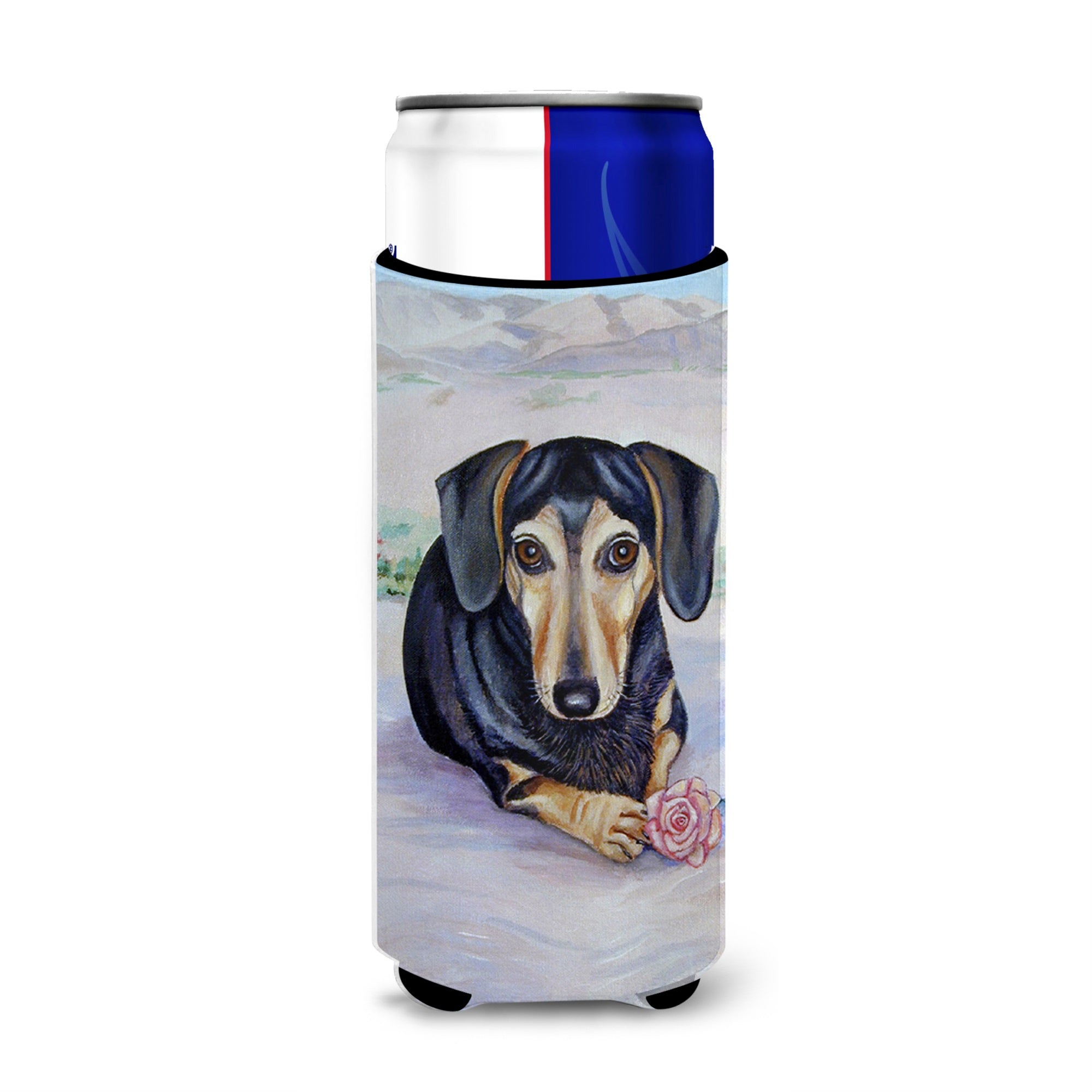Black And Cream Dachshund Ultra Hugger For Slim Cans