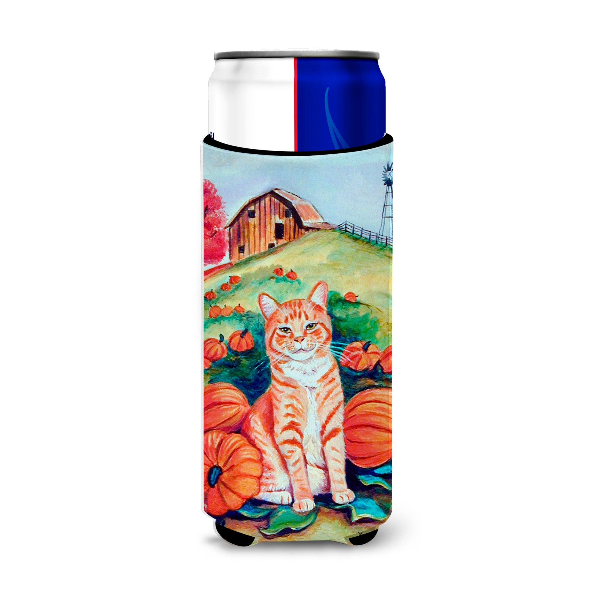 Tabby Cat In Pumpins Ultra Hugger For Slim Cans