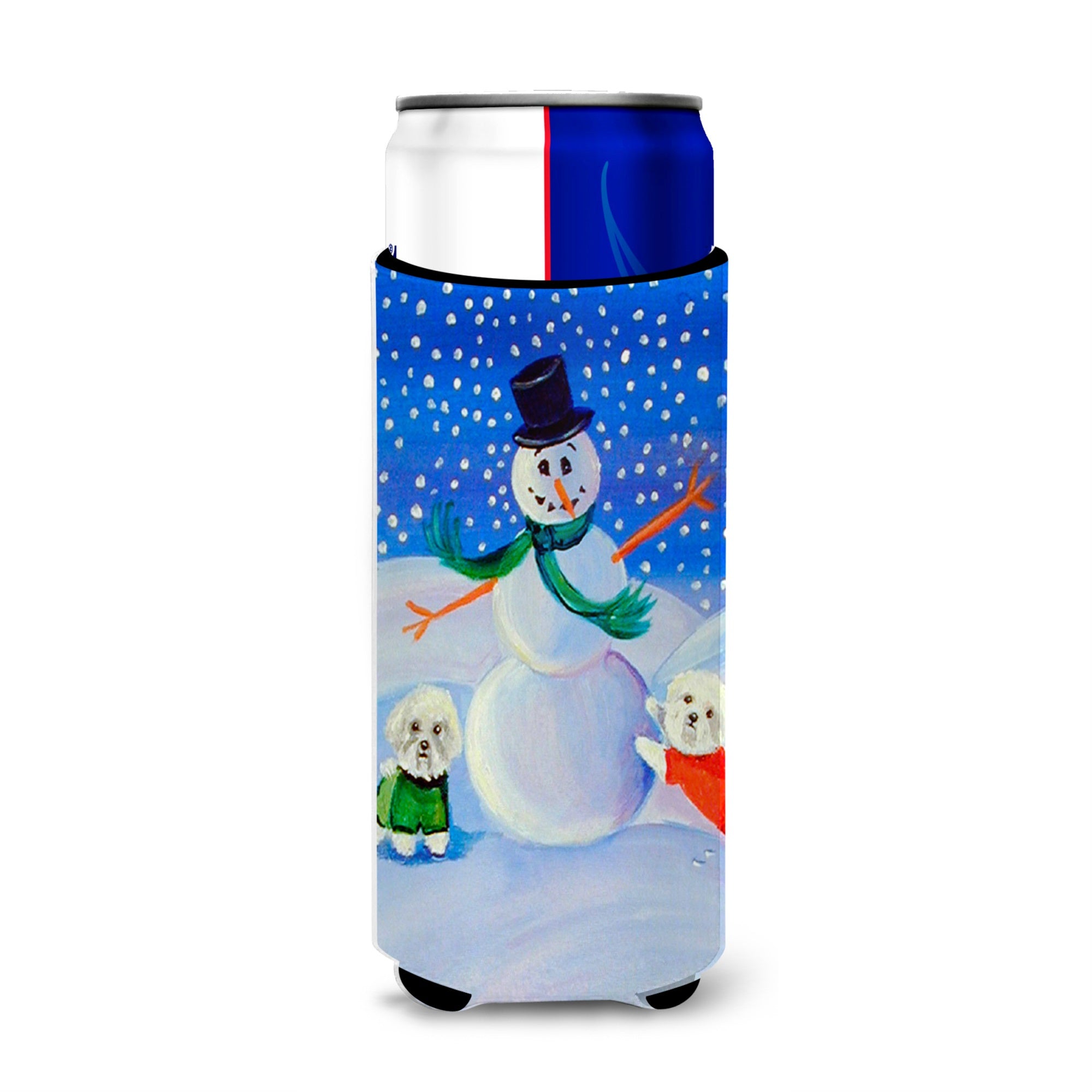 Snowman Bichon Frise Ultra Hugger For Slim Cans