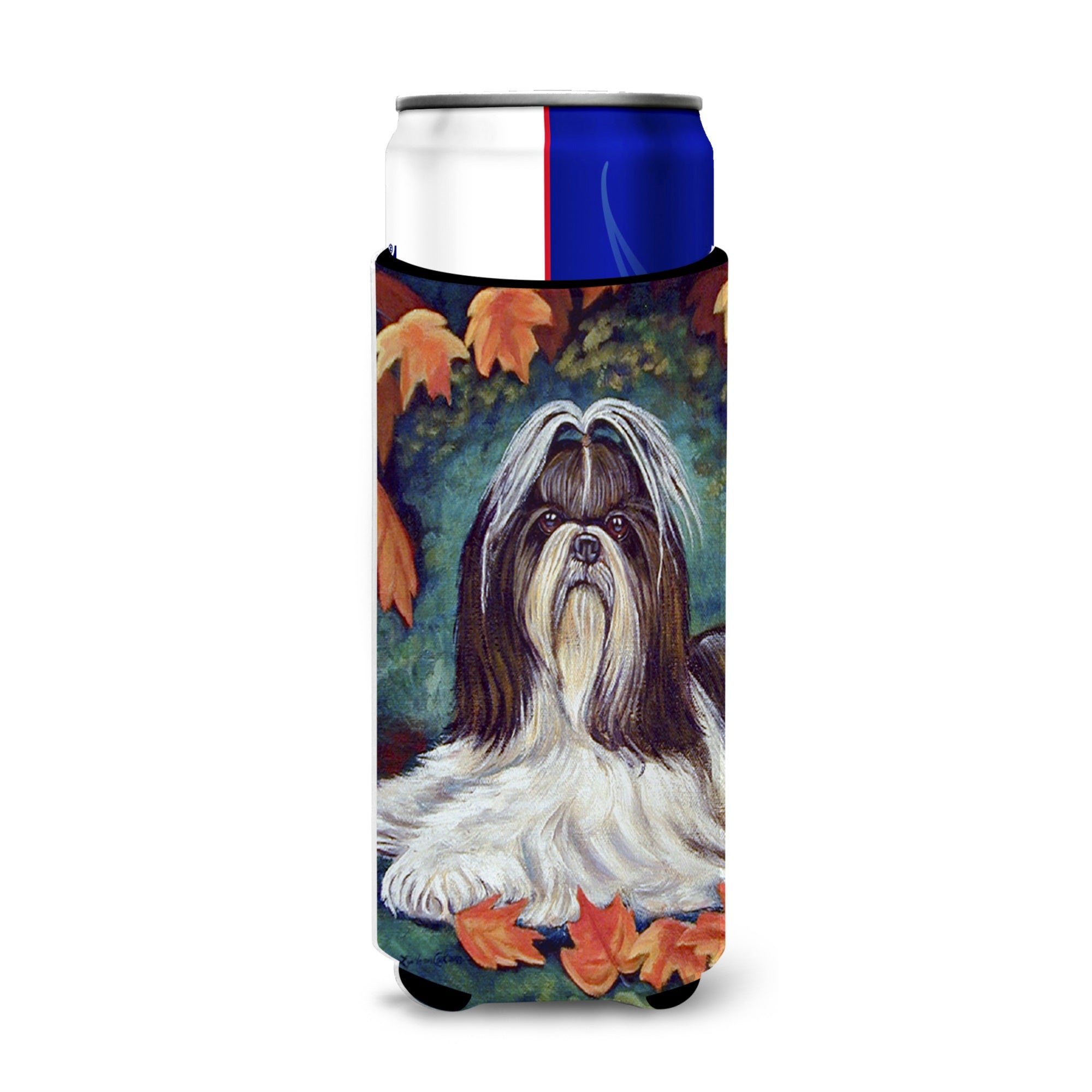 Autumn Leaves Shih Tzu Ultra Hugger For Slim Cans